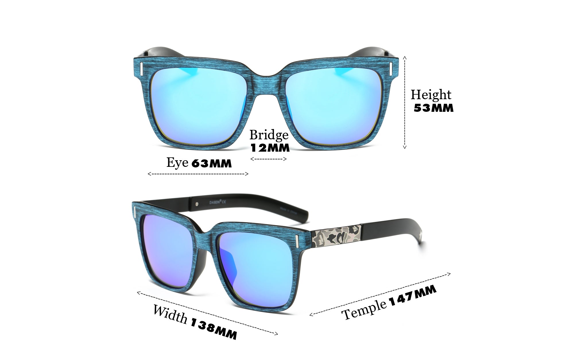 Dasein Fashion Style UV Polarized Sunglasses with Wool-like Frame
