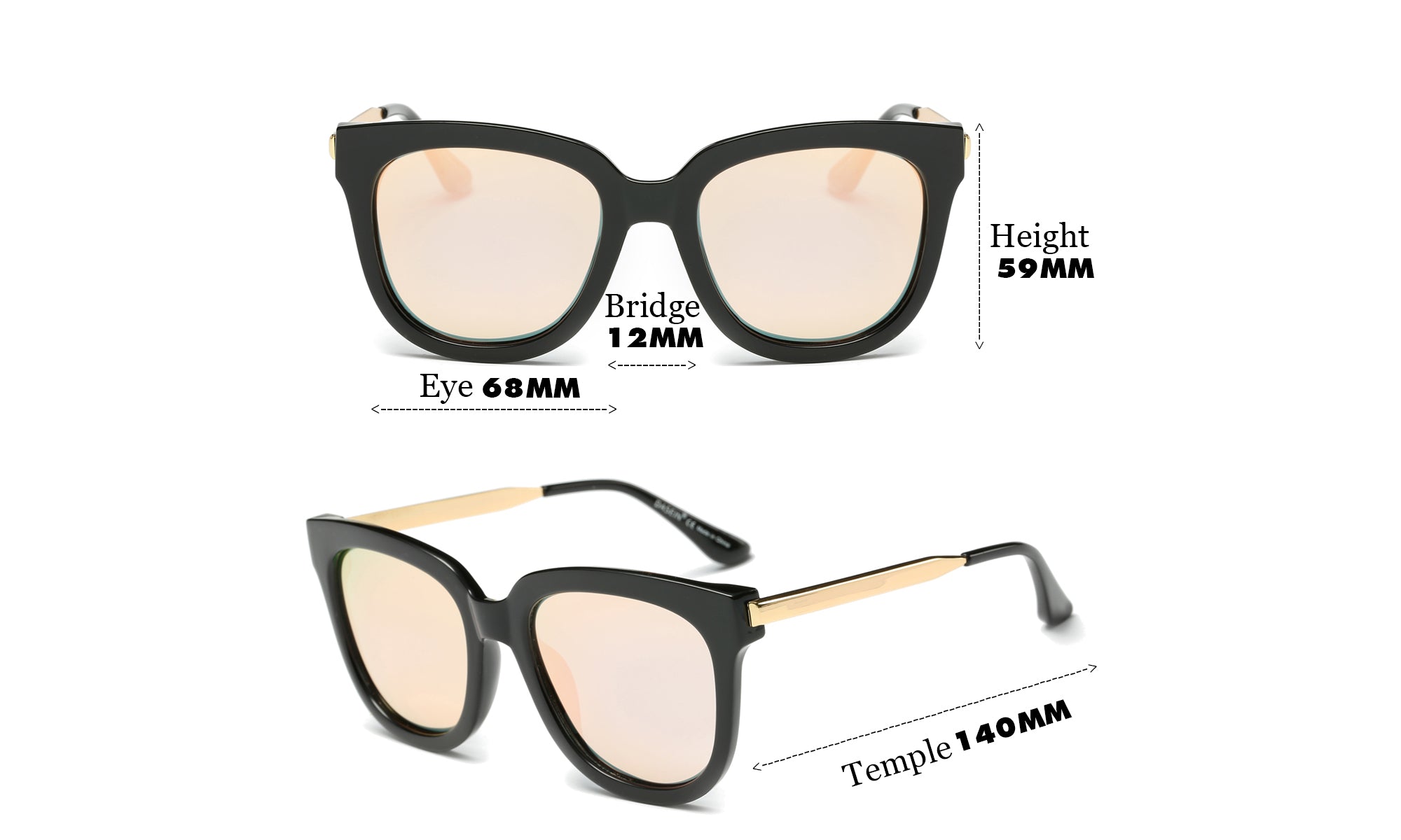 Women's Square Sunglasses Polarized Colored Lens Full Rim Frame Glasses