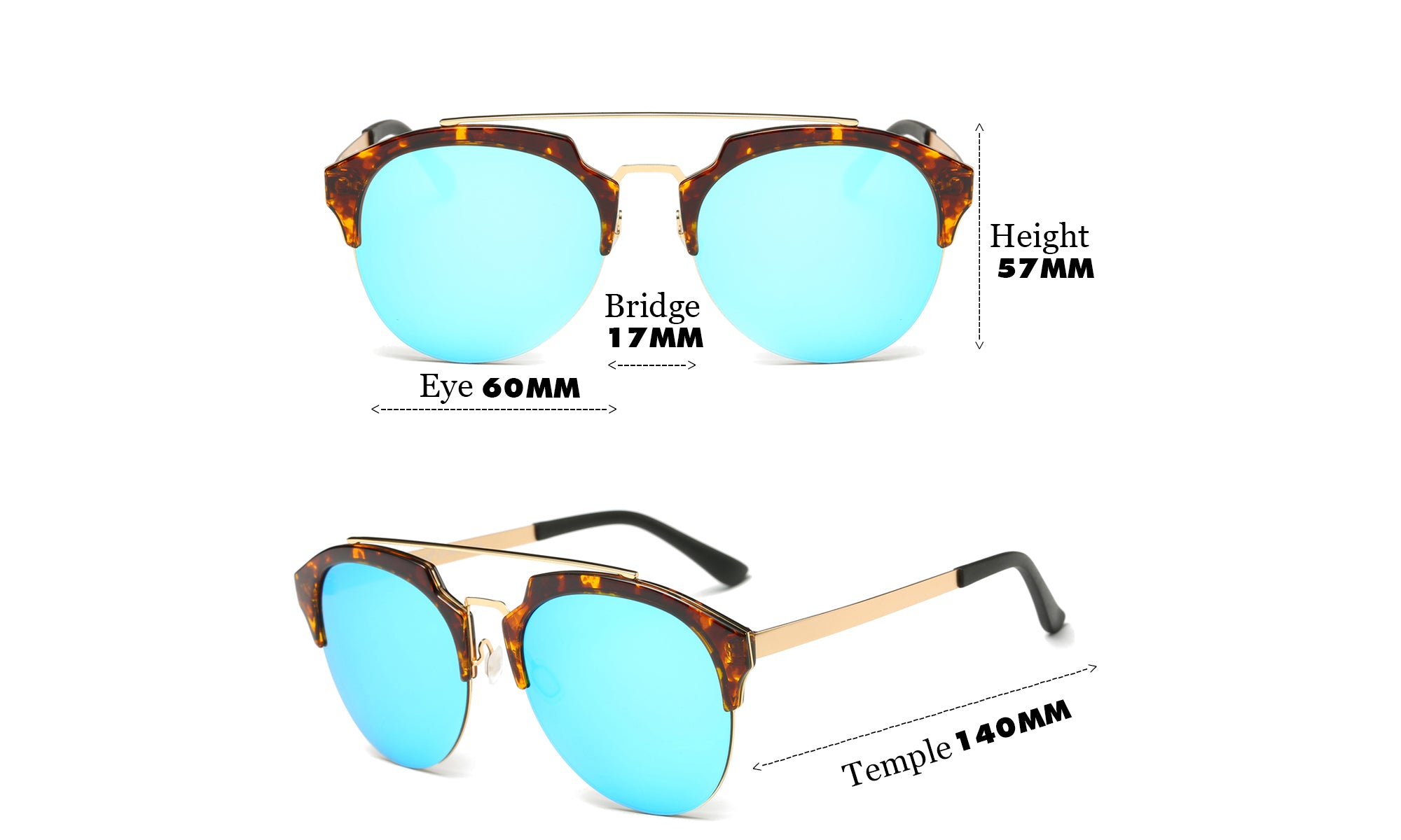 Dasein Semi Rimless Polarized Sunglasses Women Men Retro Sunglasses
