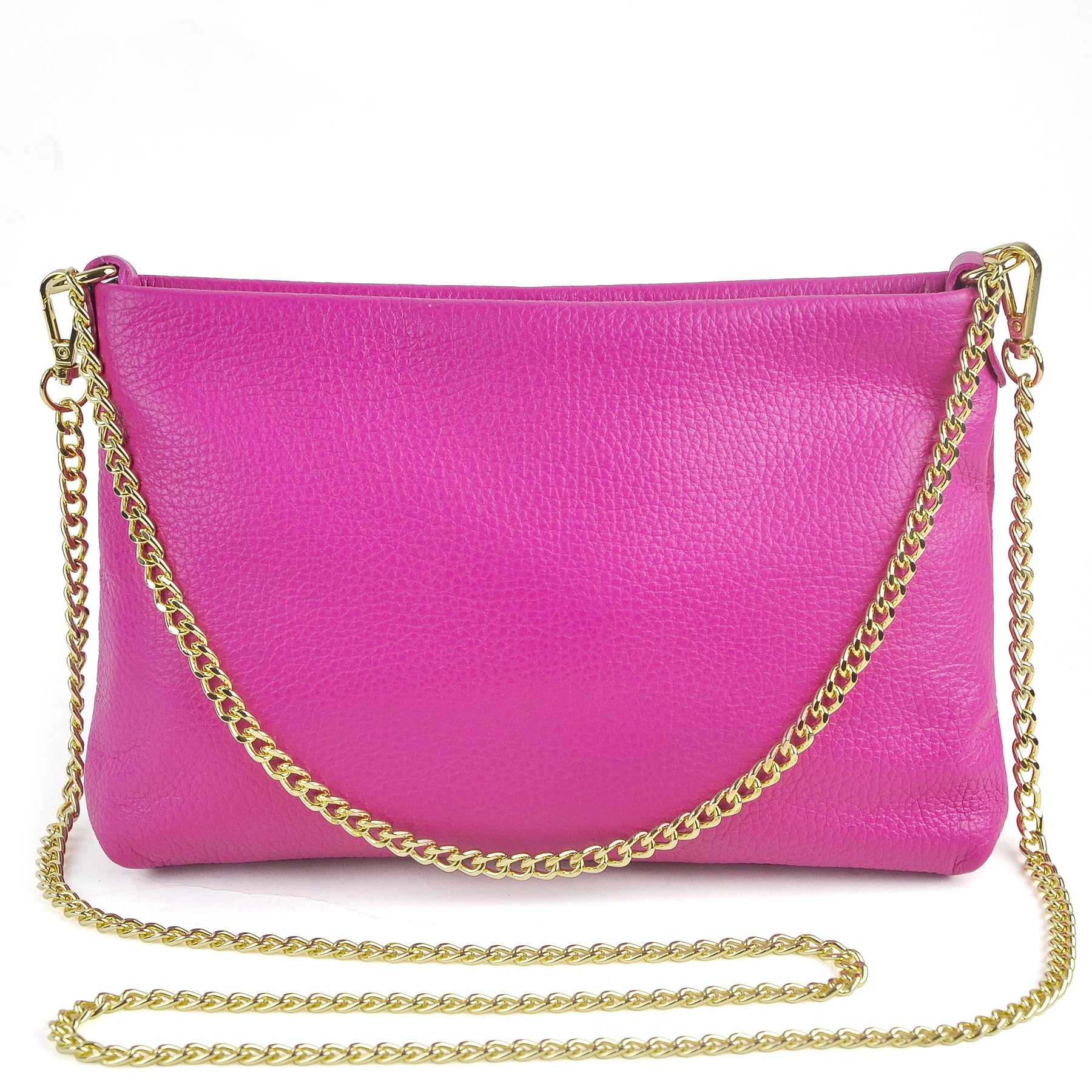 Italian Genuine Leather Handbag for Women Clutch Evening Bag Gold Chain Strap Shoulder Bag Crossbody Purse