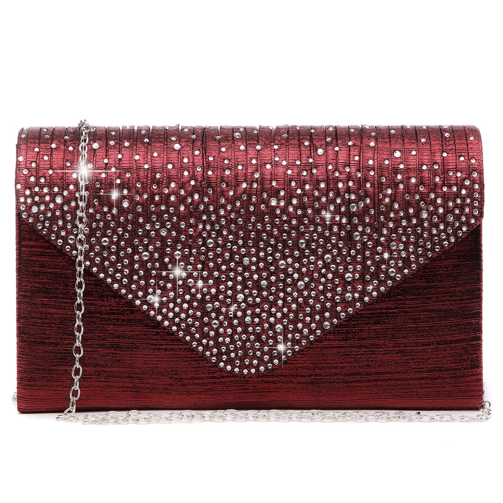 Ladies Frosted Satin Evening Clutch Purse Bag Crossbody Handbags Party Prom Wedding Envelope