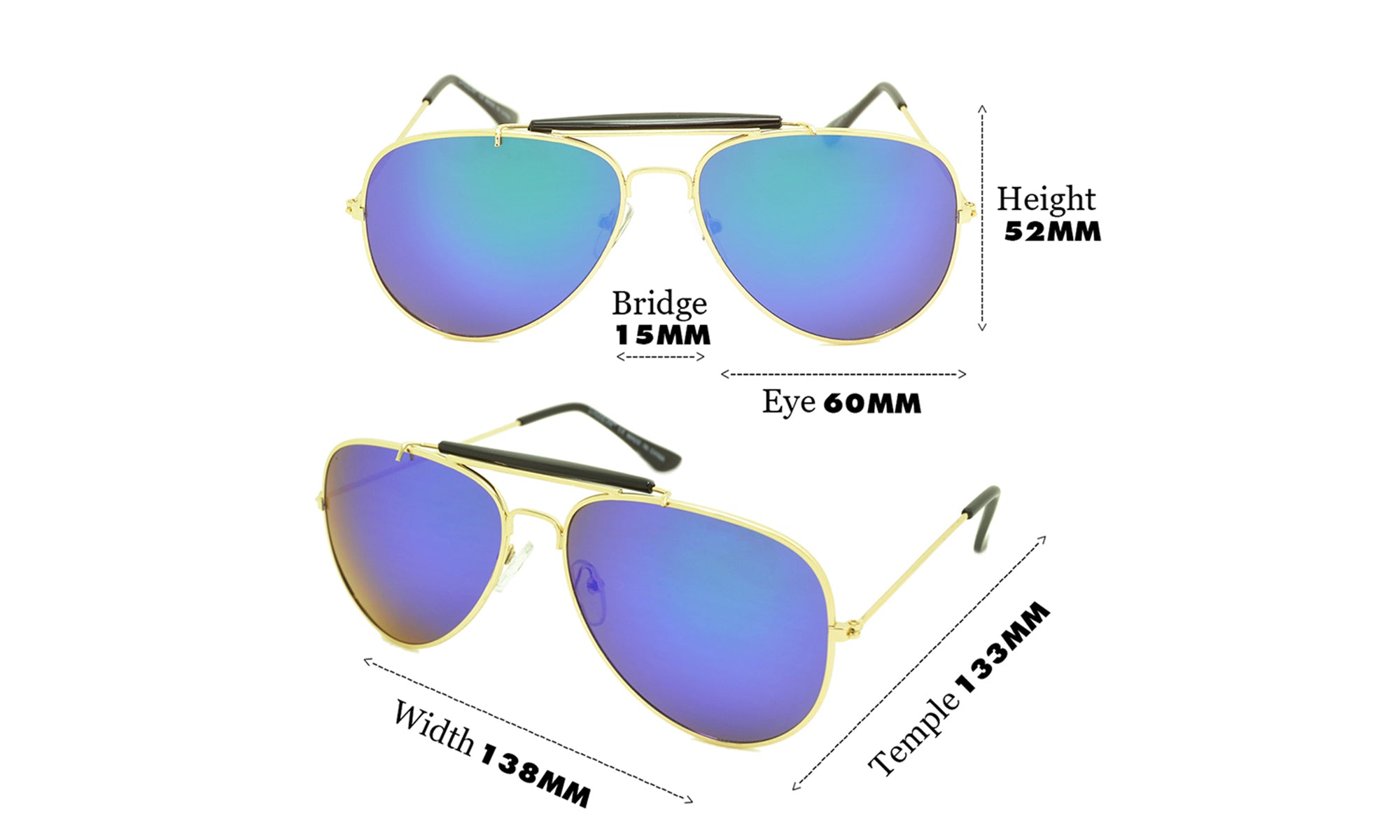 Dasein Metal Aviator Polarized Sunglasses with 100% UV Protection