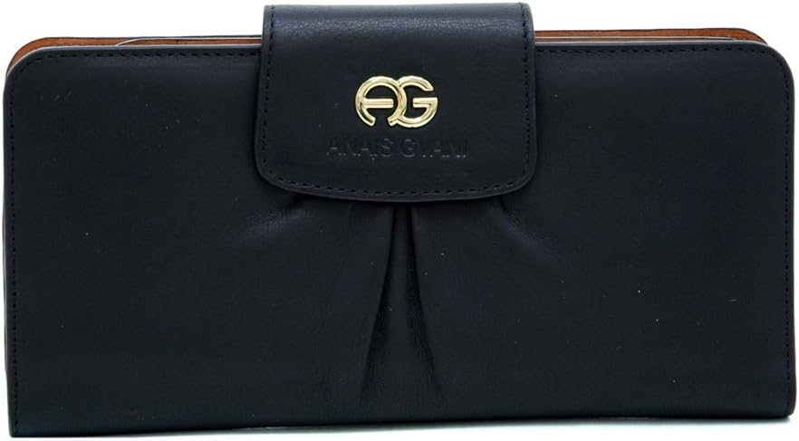 Dasein Pleated Bi-fold Genuine Leather Wallet w/Checkbook Cover