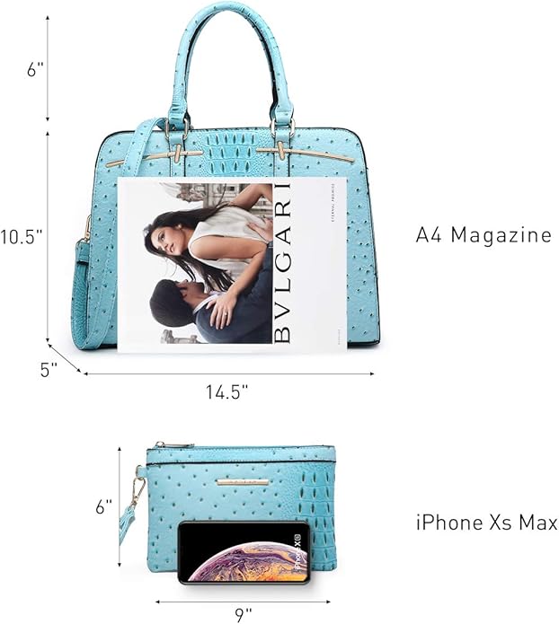 Women Handbag Wallet Tote Shoulder Hobo Bag Top Handle Satchel Purse Set 2pcs with 3 Compartments