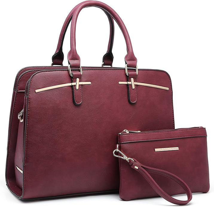 Women Handbag Wallet Tote Shoulder Hobo Bag Top Handle Satchel Purse Set 2pcs with 3 Compartments