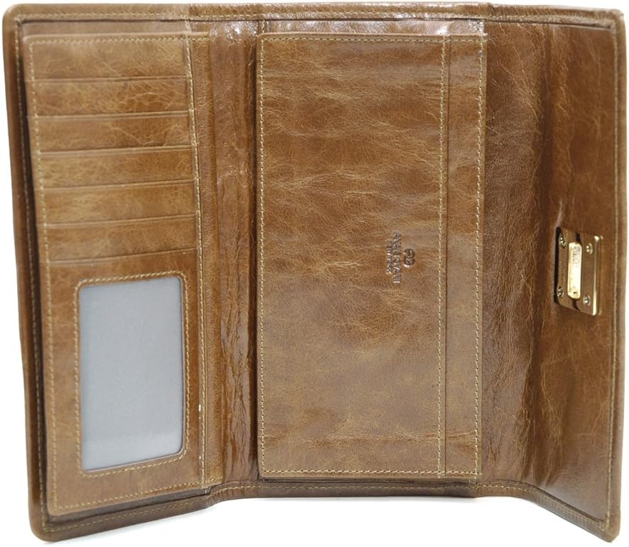 Dasein Women Genuine Italian Leather Checkbook Wallet Purse Card Case