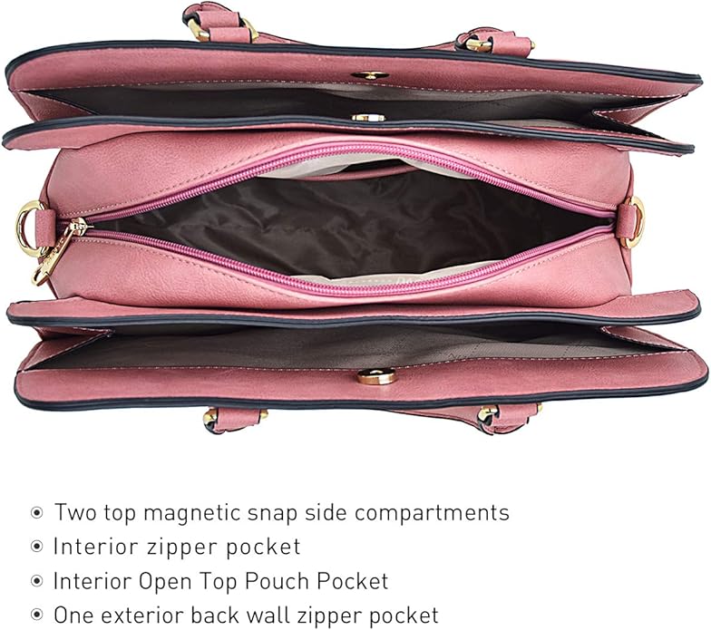 Women Handbag Wallet Tote Shoulder Hobo Bag Top Handle Satchel Purse Set 2pcs with 3 Compartments