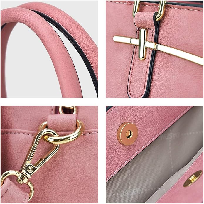 Women Handbag Wallet Tote Shoulder Hobo Bag Top Handle Satchel Purse Set 2pcs with 3 Compartments