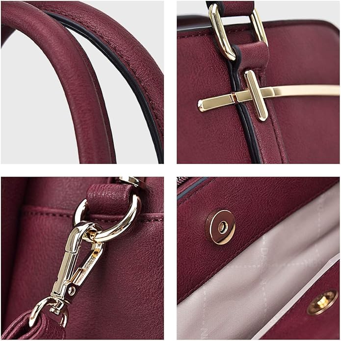 Women Handbag Wallet Tote Shoulder Hobo Bag Top Handle Satchel Purse Set 2pcs with 3 Compartments