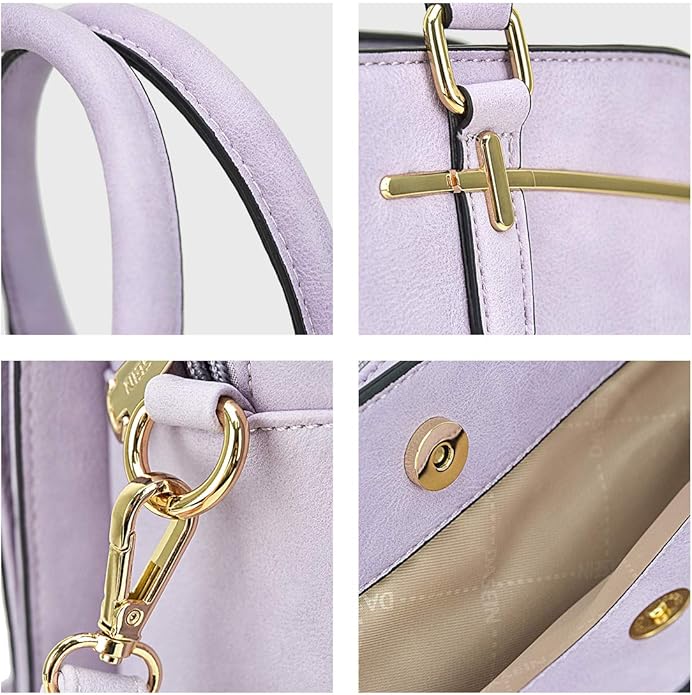 Women Handbag Wallet Tote Shoulder Hobo Bag Top Handle Satchel Purse Set 2pcs with 3 Compartments