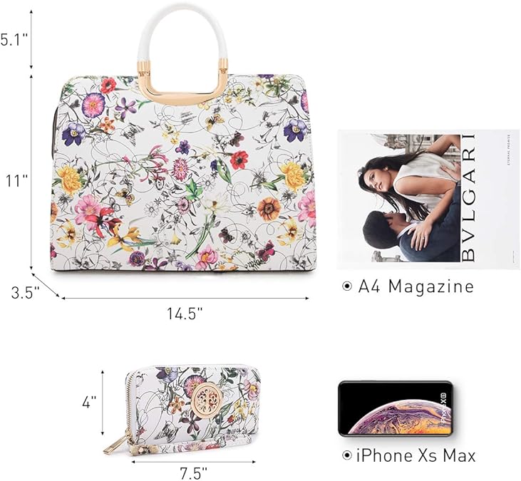 Womens Handbag Top Handle Shoulder Bag Tote Satchel Purse Work Bag with Matching Wallet