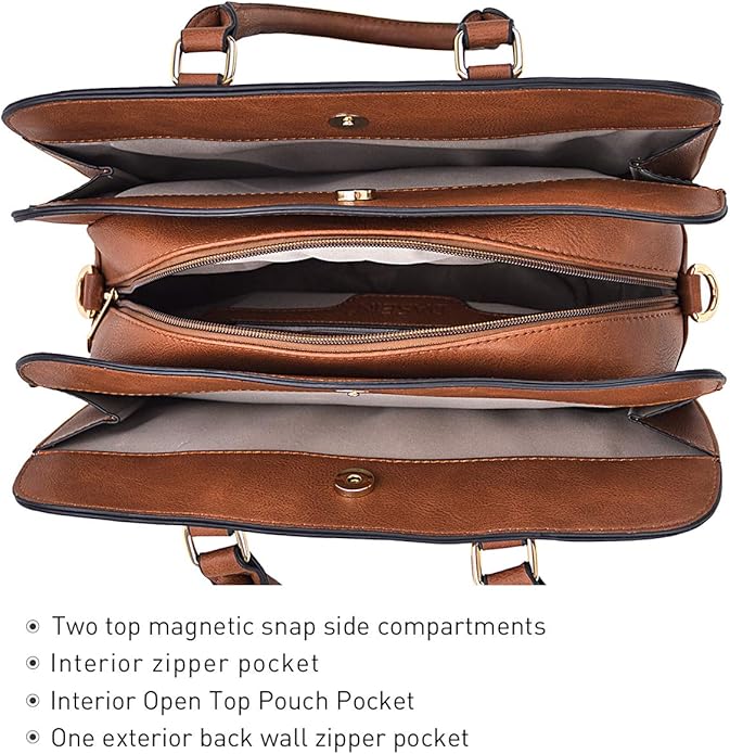 Women Handbag Wallet Tote Shoulder Hobo Bag Top Handle Satchel Purse Set 2pcs with 3 Compartments