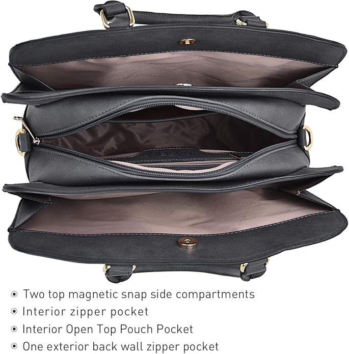 Women Handbag Wallet Tote Shoulder Hobo Bag Top Handle Satchel Purse Set 2pcs with 3 Compartments