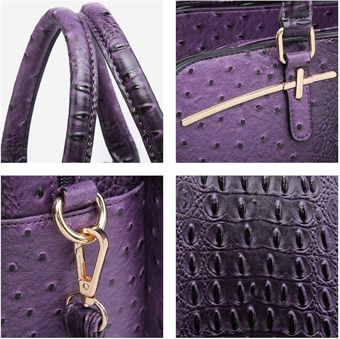 Women Handbag Wallet Tote Shoulder Hobo Bag Top Handle Satchel Purse Set 2pcs with 3 Compartments