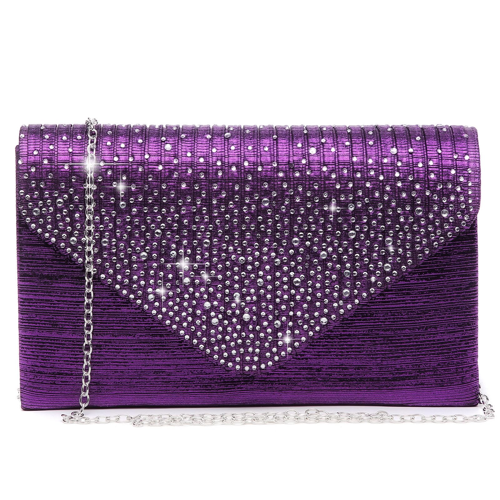 Ladies Frosted Satin Evening Clutch Purse Bag Crossbody Handbags Party Prom Wedding Envelope