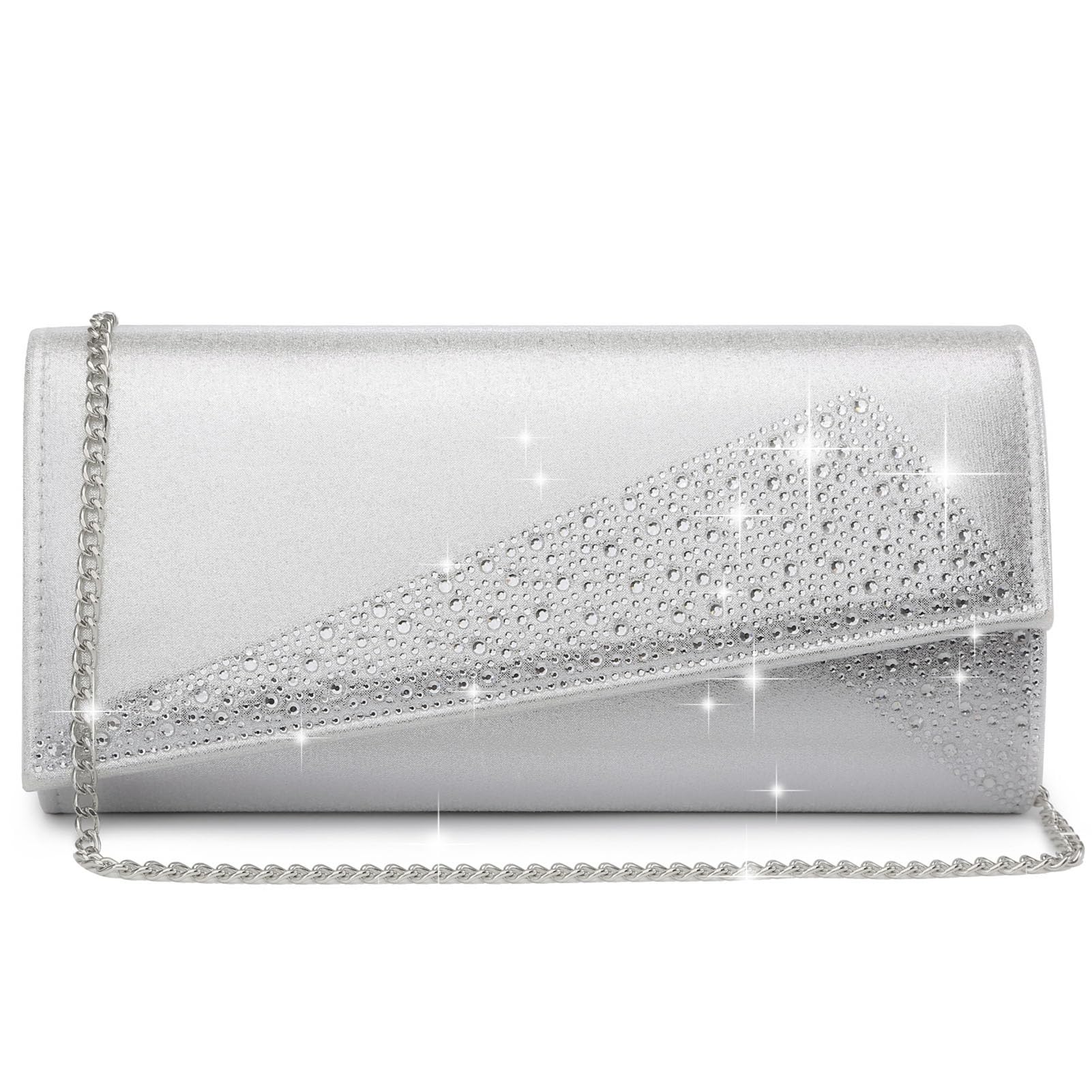 Women's Satin Rhinestone Clutch Evening Bags Sparkle Glitter Shiny Purse Handbag for Party Wedding Cocktail Prom