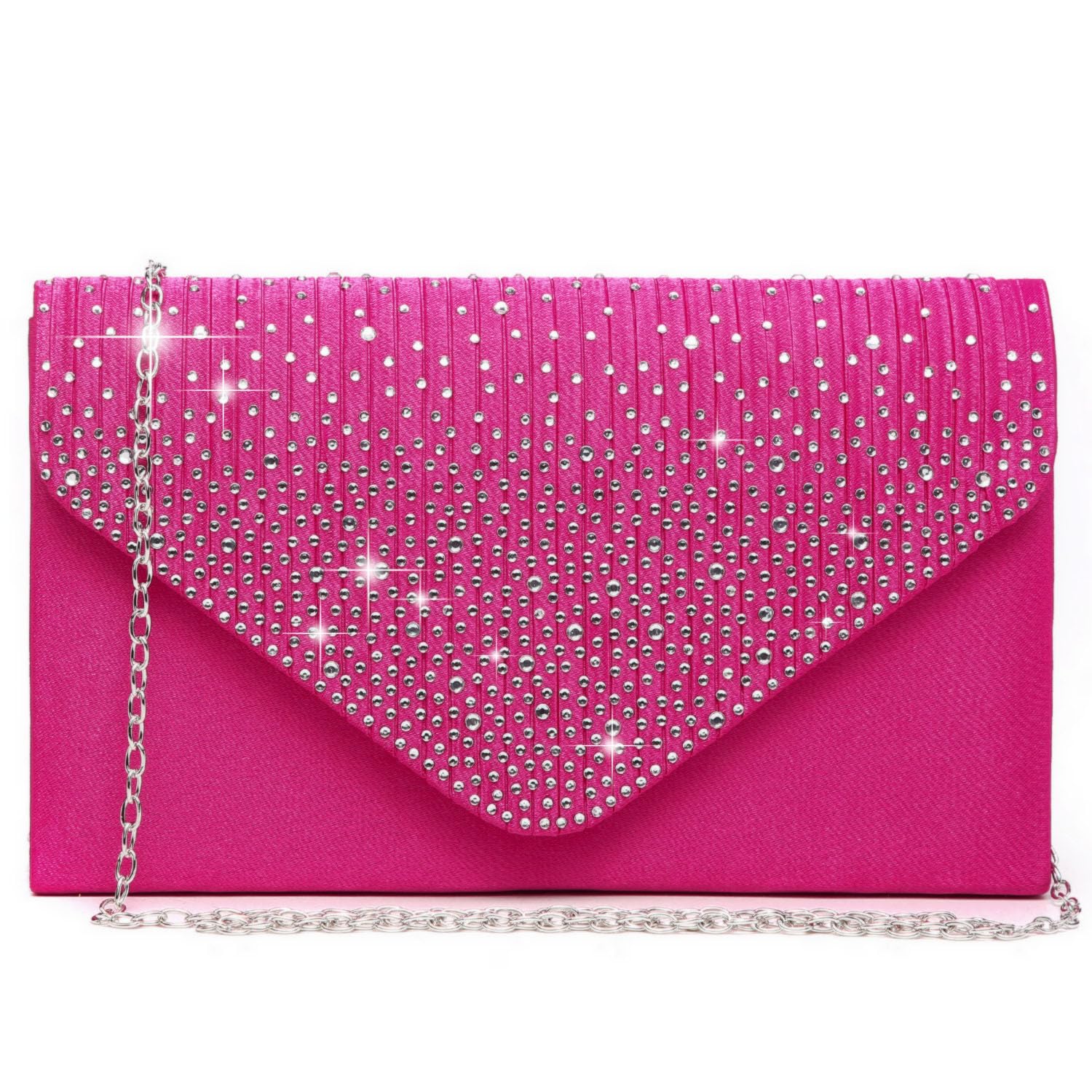 Ladies Frosted Satin Evening Clutch Purse Bag Crossbody Handbags Party Prom Wedding Envelope