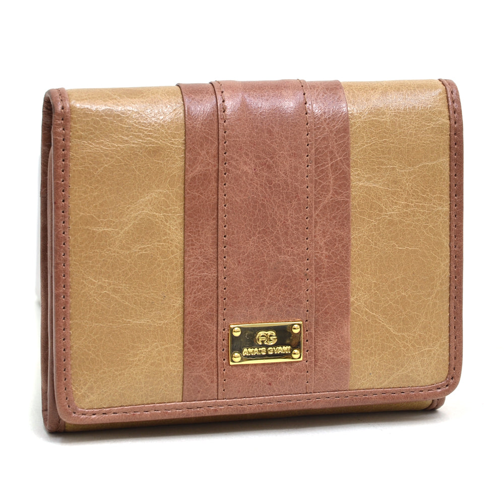 Dasein small Women Italian Genuine Leather Color-Block Wallet Credit Card Holder