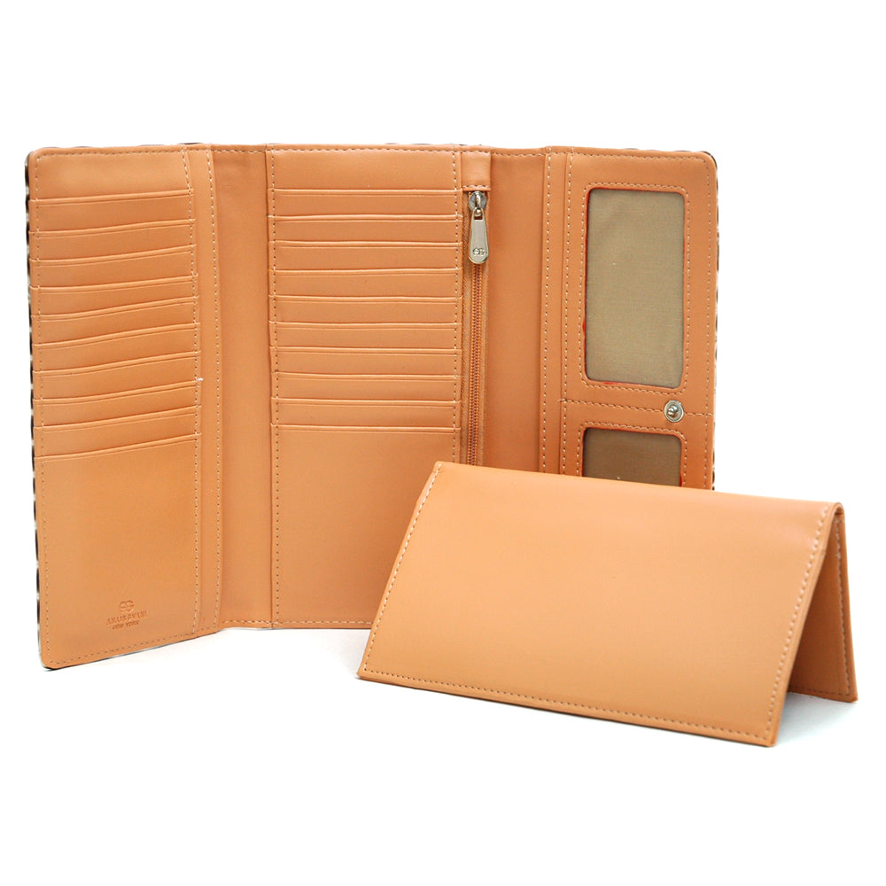 Dasein Women Crocodile Embossed Glossy Patent Leather Flap Wallet Clutch