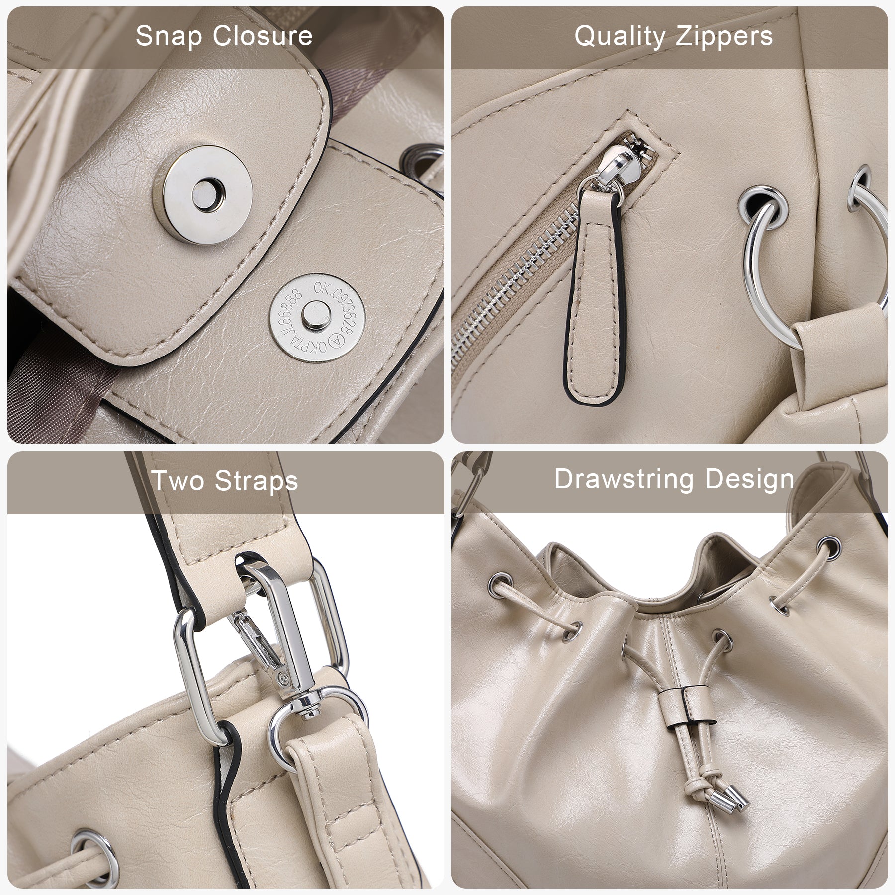 Large Hobo Bag Drawstring Handbag Purses for Women Bucket Tote Bags for Work/Travel/Commute