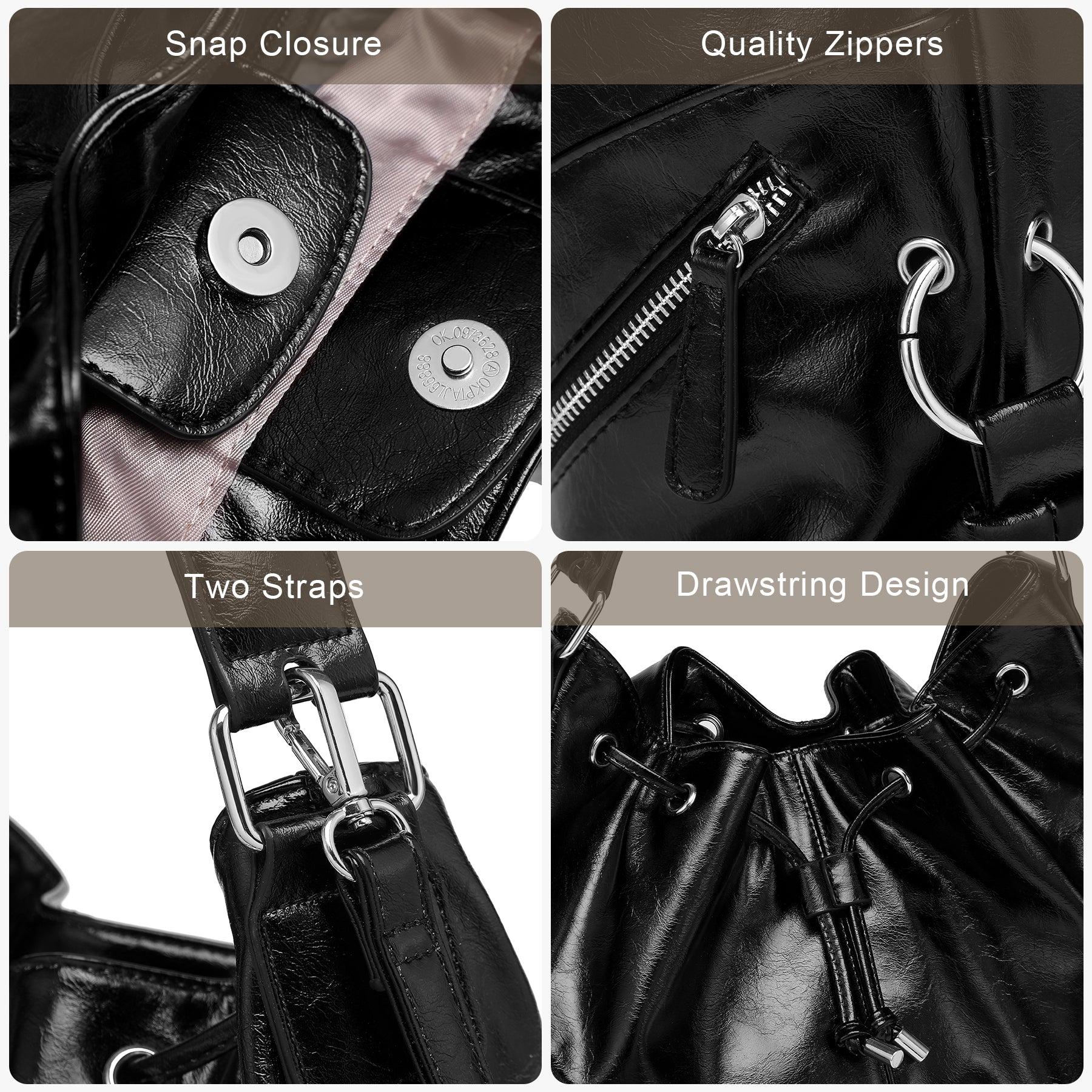 Large Hobo Bag Drawstring Handbag Purses for Women Bucket Tote Bags for Work/Travel/Commute