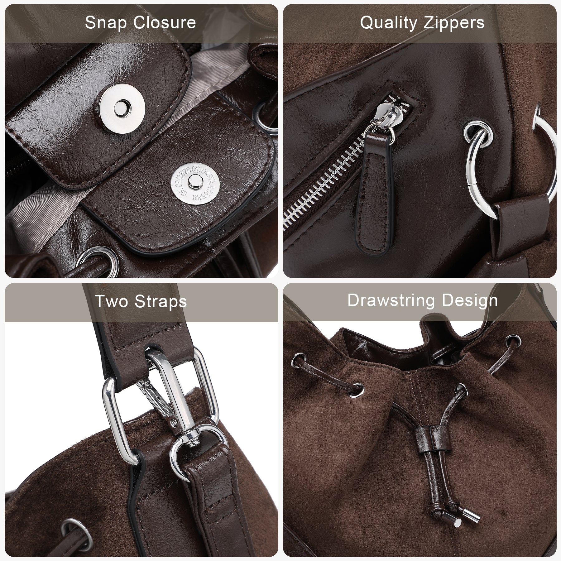 Large Hobo Bag Drawstring Handbag Purses for Women Bucket Tote Bags for Work/Travel/Commute