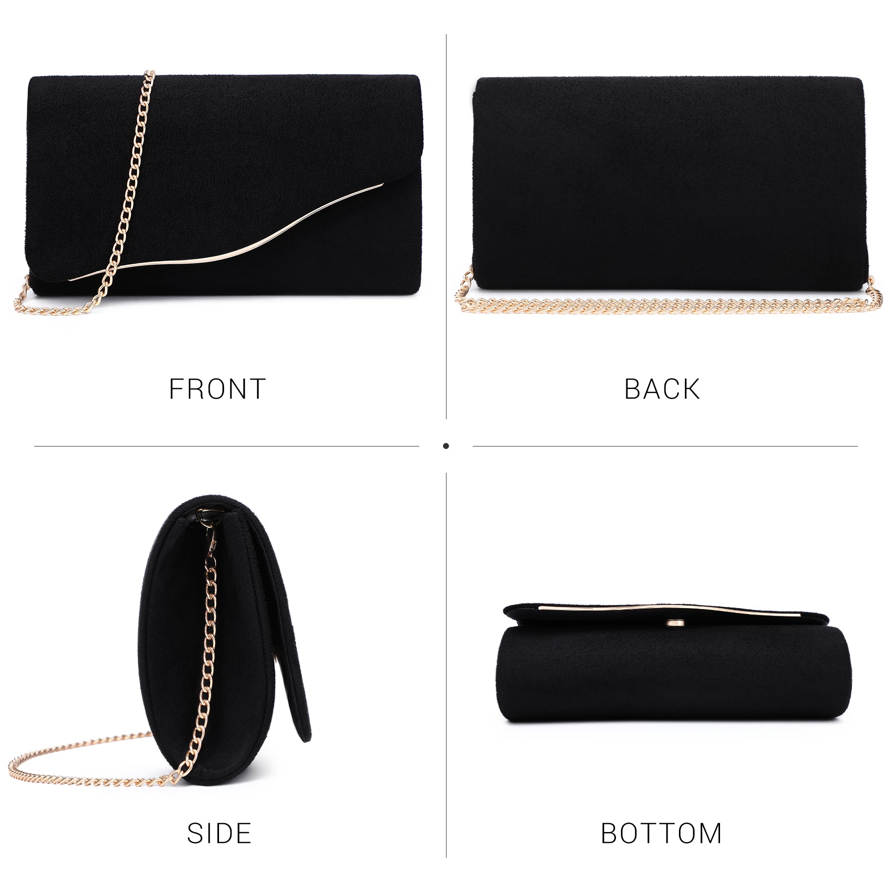 Faux Suede Evening Bag Clutch Purses for Women for Wedding Party Prom Formal Handbags with Shoulder Strap
