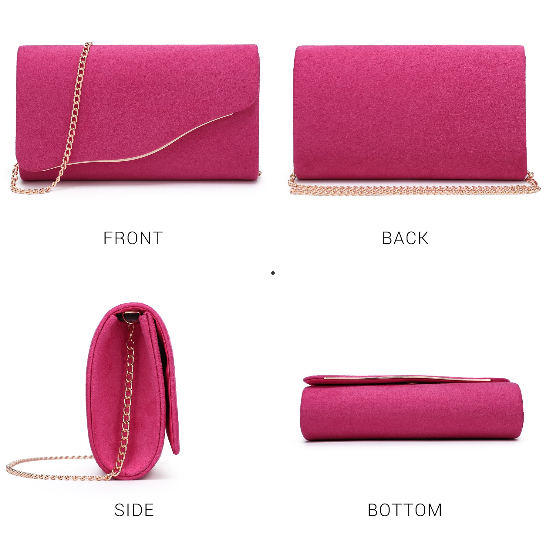 Faux Suede Evening Bag Clutch Purses for Women for Wedding Party Prom Formal Handbags with Shoulder Strap