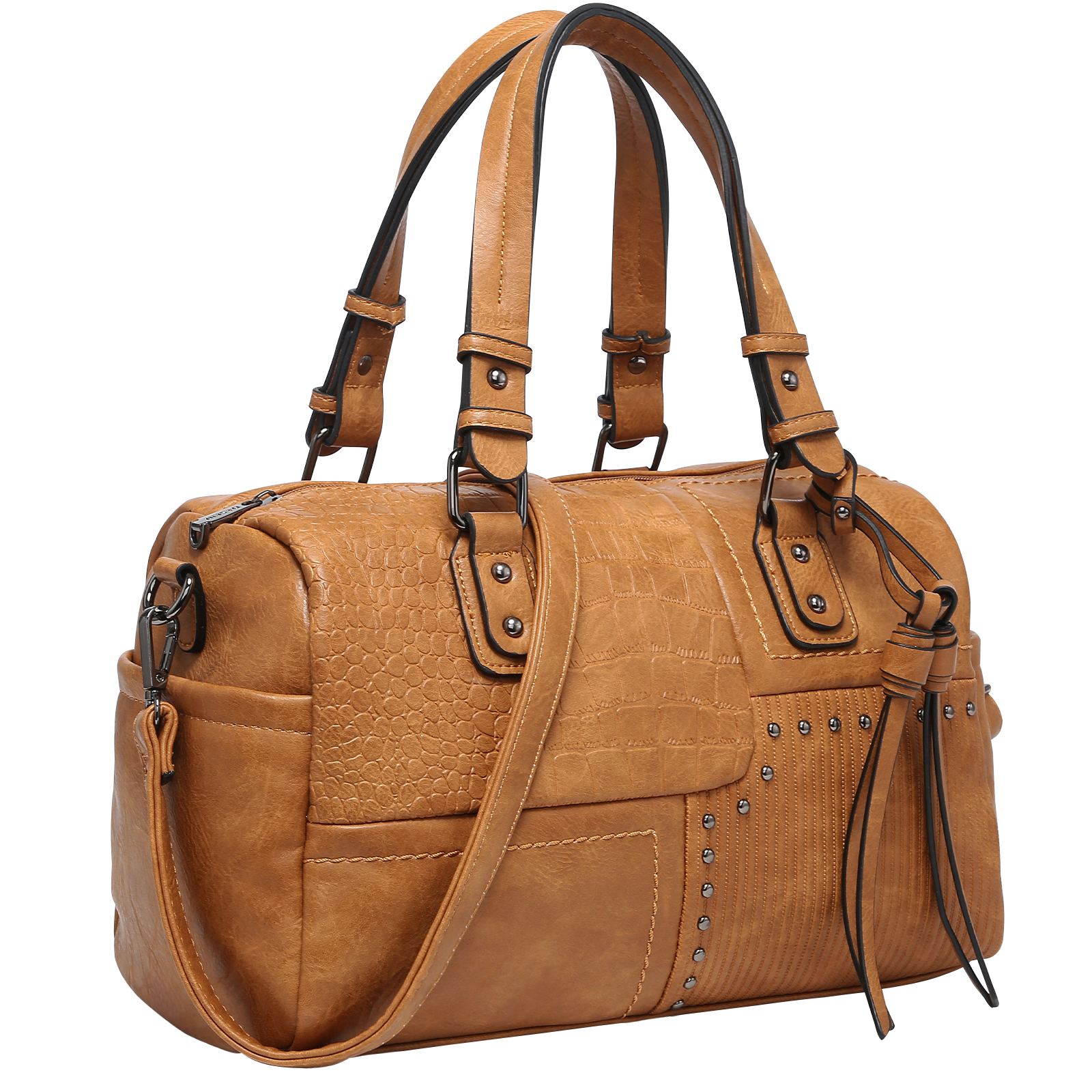 Women Soft Vegan Leather Barrel Bags Large Hobo Top Handle Work Totes Satchel Handbags Shoulder Purse