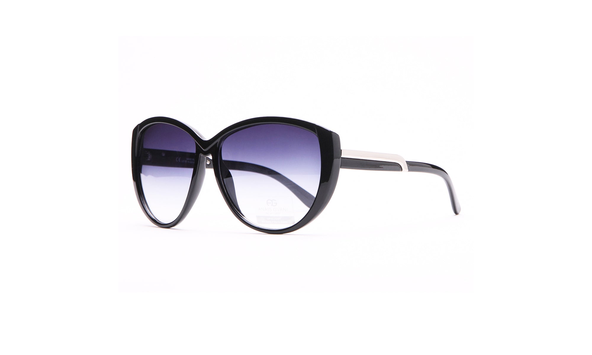 Dasein Classic Round Sunglasses with Soft Pointy Angles and Side Metallic Accent