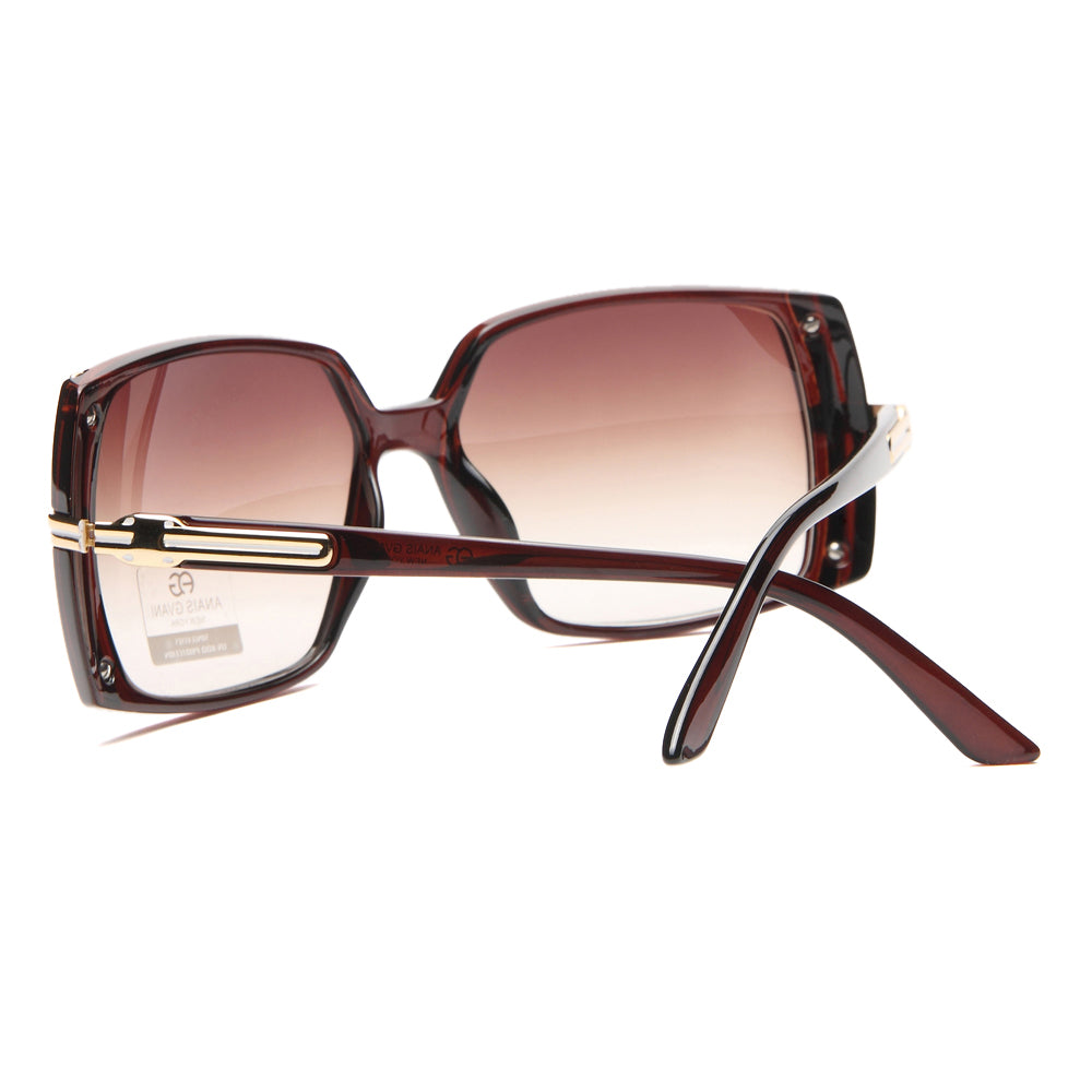 Dasein Square Frame Sunglasses with Gold Lined Accent Fashion Classic Sunglasses