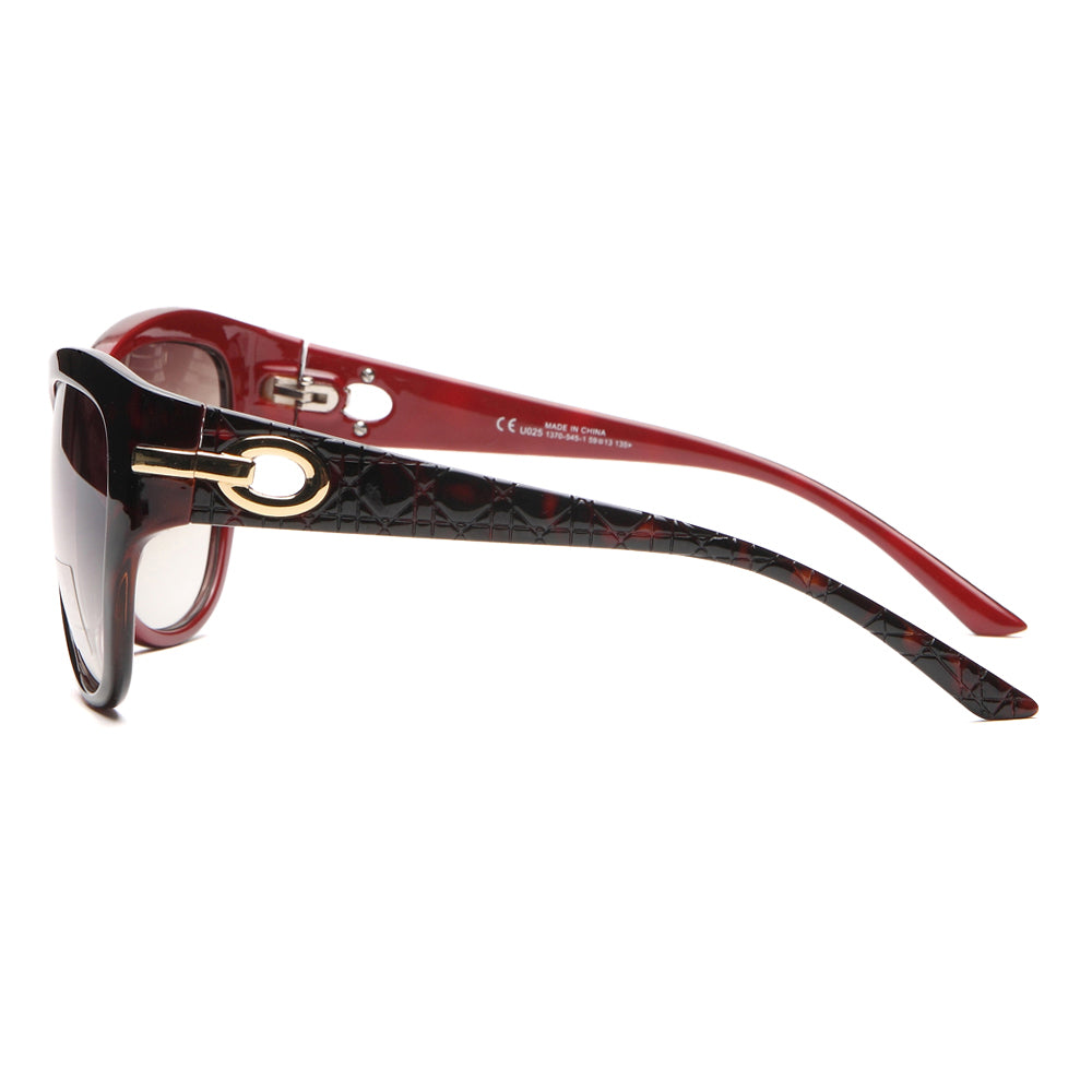 Dasein Feminine Fashion Sunglasses with Quilt-like Texture Design on Side