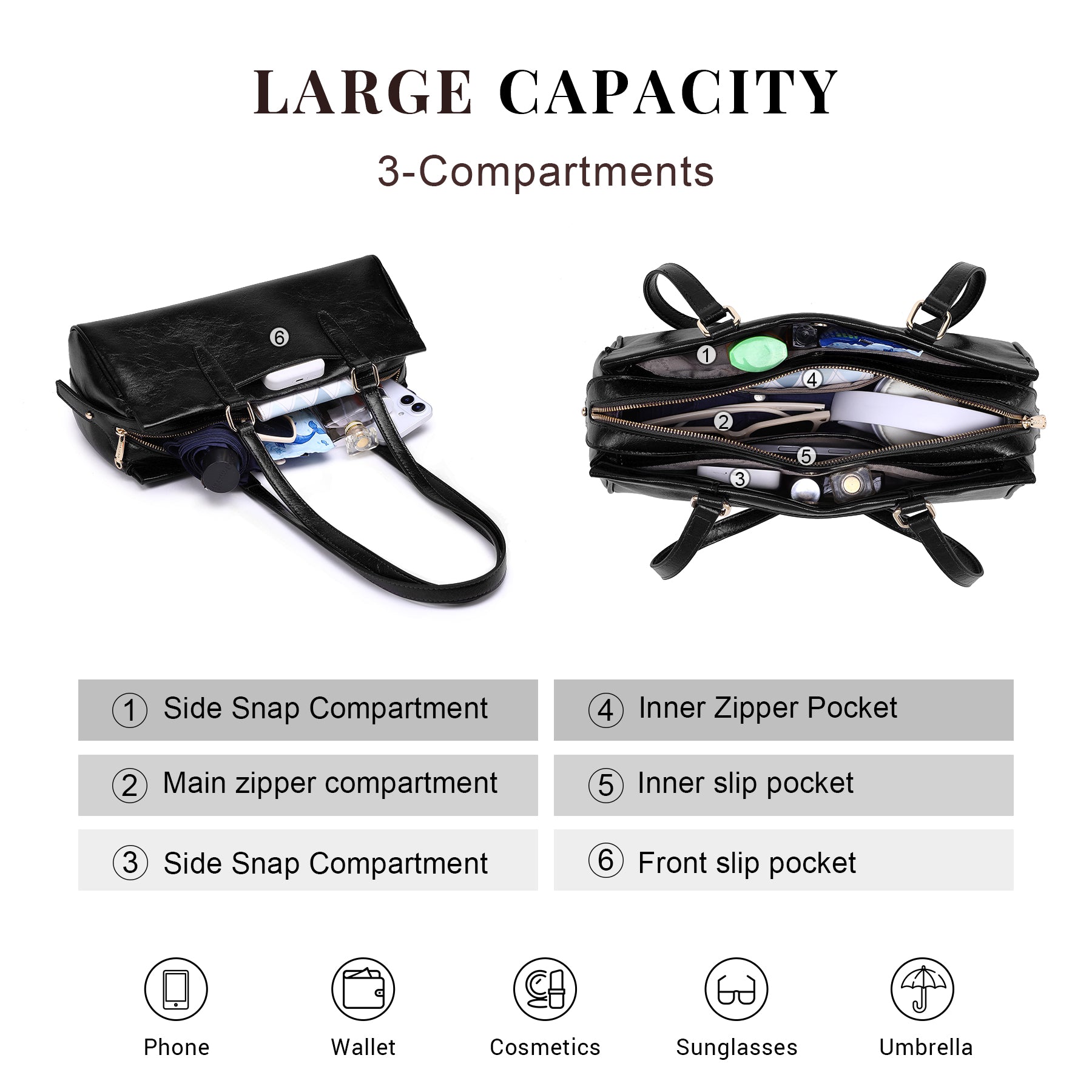 Hobo Bags for Women Soft Vegan Leather Shoulder Handbags Purses with 3 Compartments, Multi Pockets