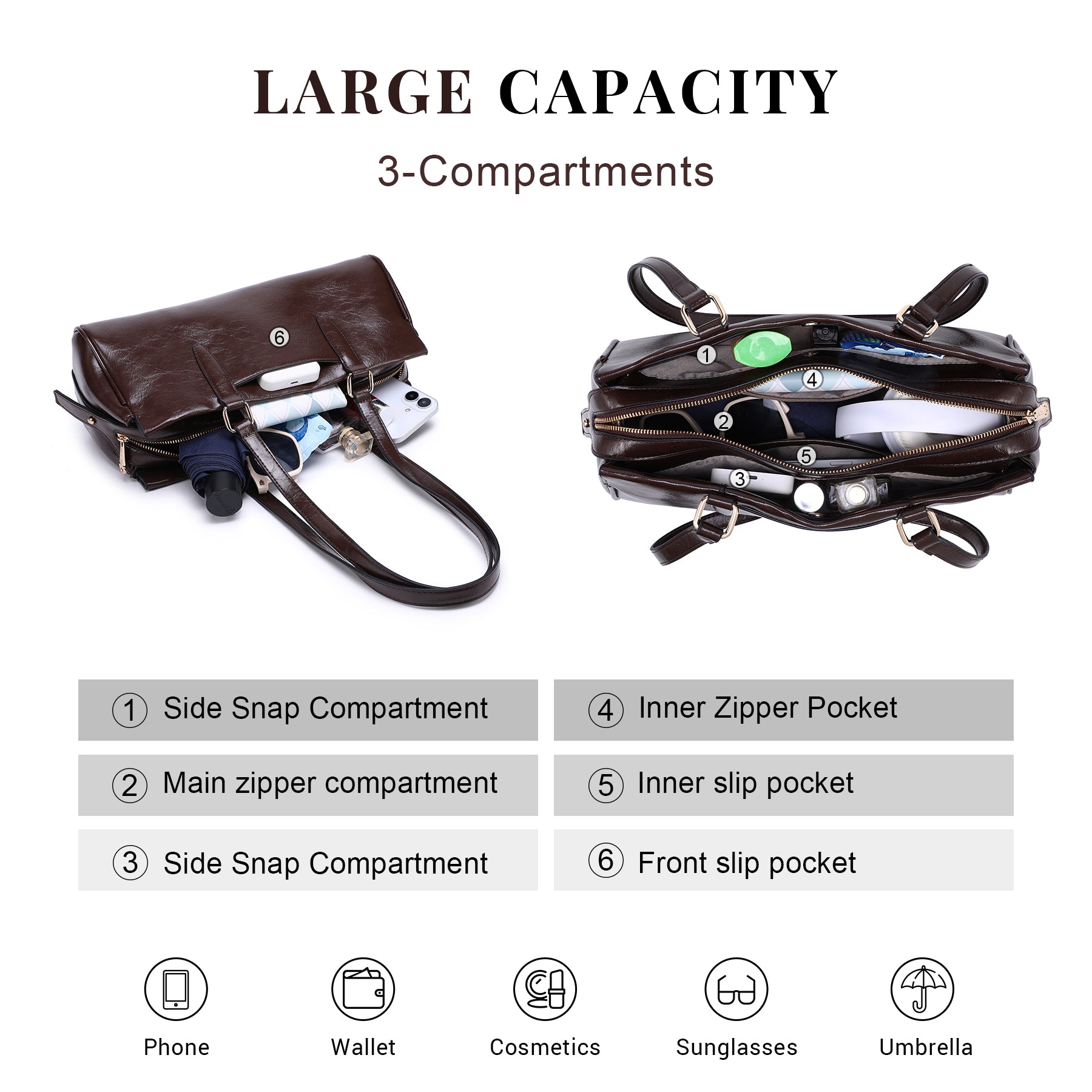 Hobo Bags for Women Soft Vegan Leather Shoulder Handbags Purses with 3 Compartments, Multi Pockets