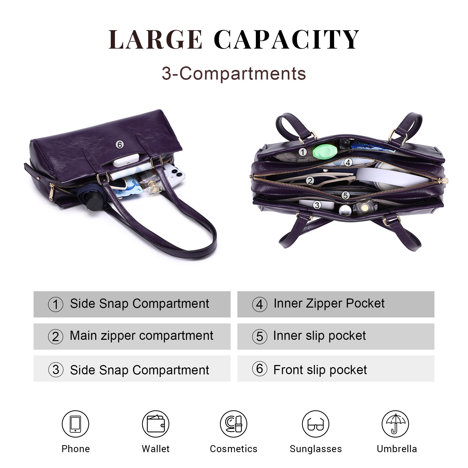 Hobo Bags for Women Soft Vegan Leather Shoulder Handbags Purses with 3 Compartments, Multi Pockets