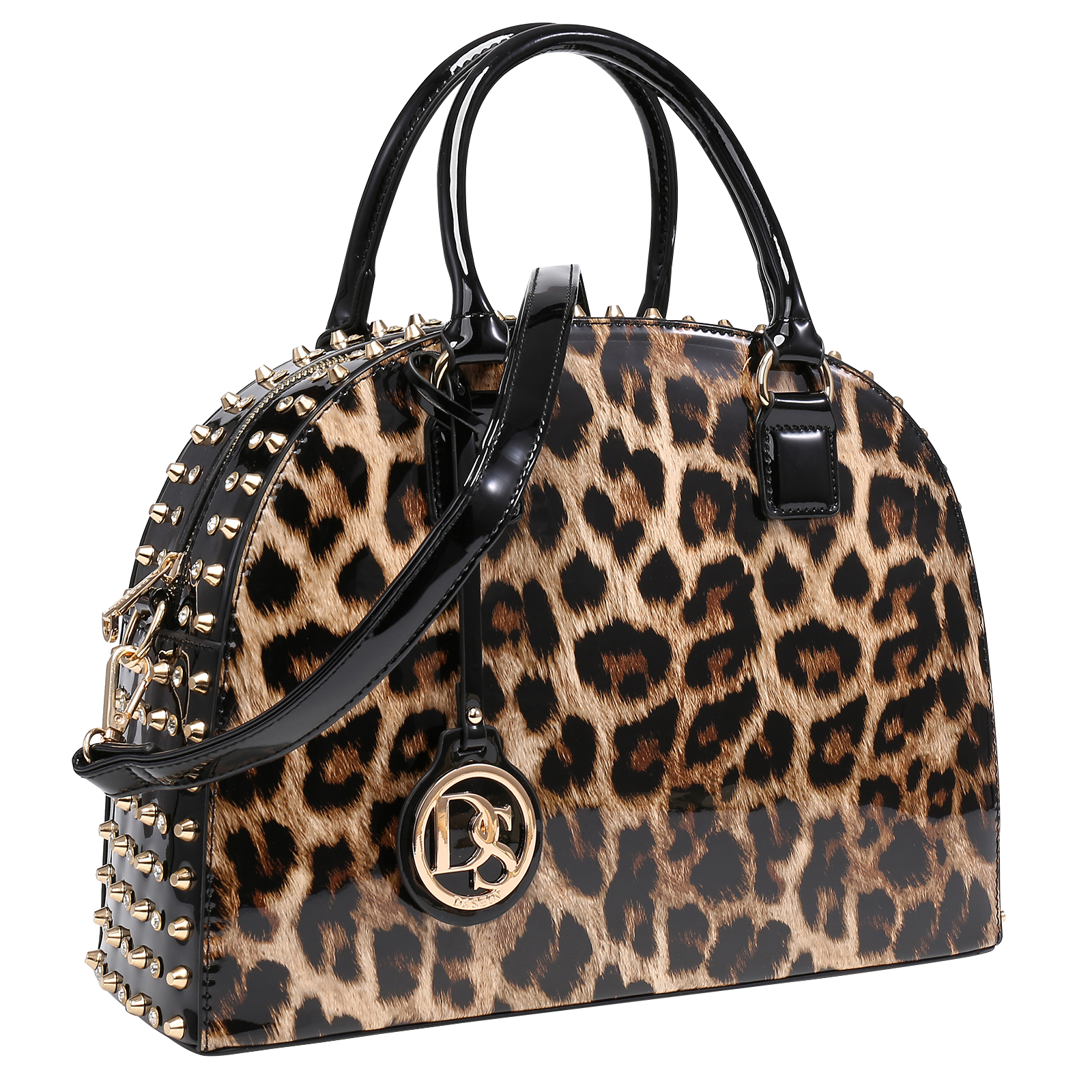 Women Patent Leather Purses Handbags Dome Satchel Purse Work Tote Structured Shoulder Bag with Long Strap