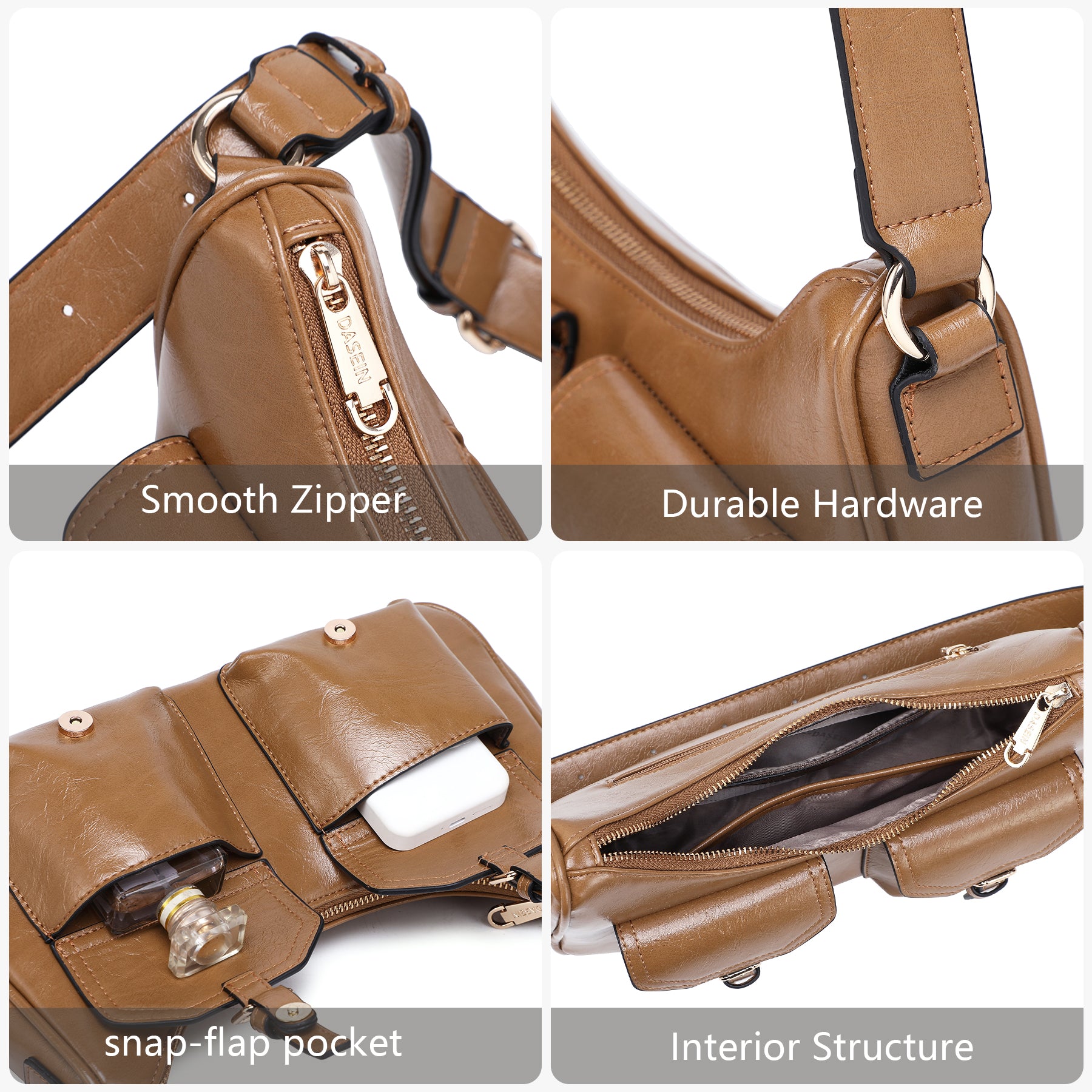 Retro Shoulder Purse for Women Faux Oiled Leather Hobo Bag Y2K Handbag with Buckle Pockets