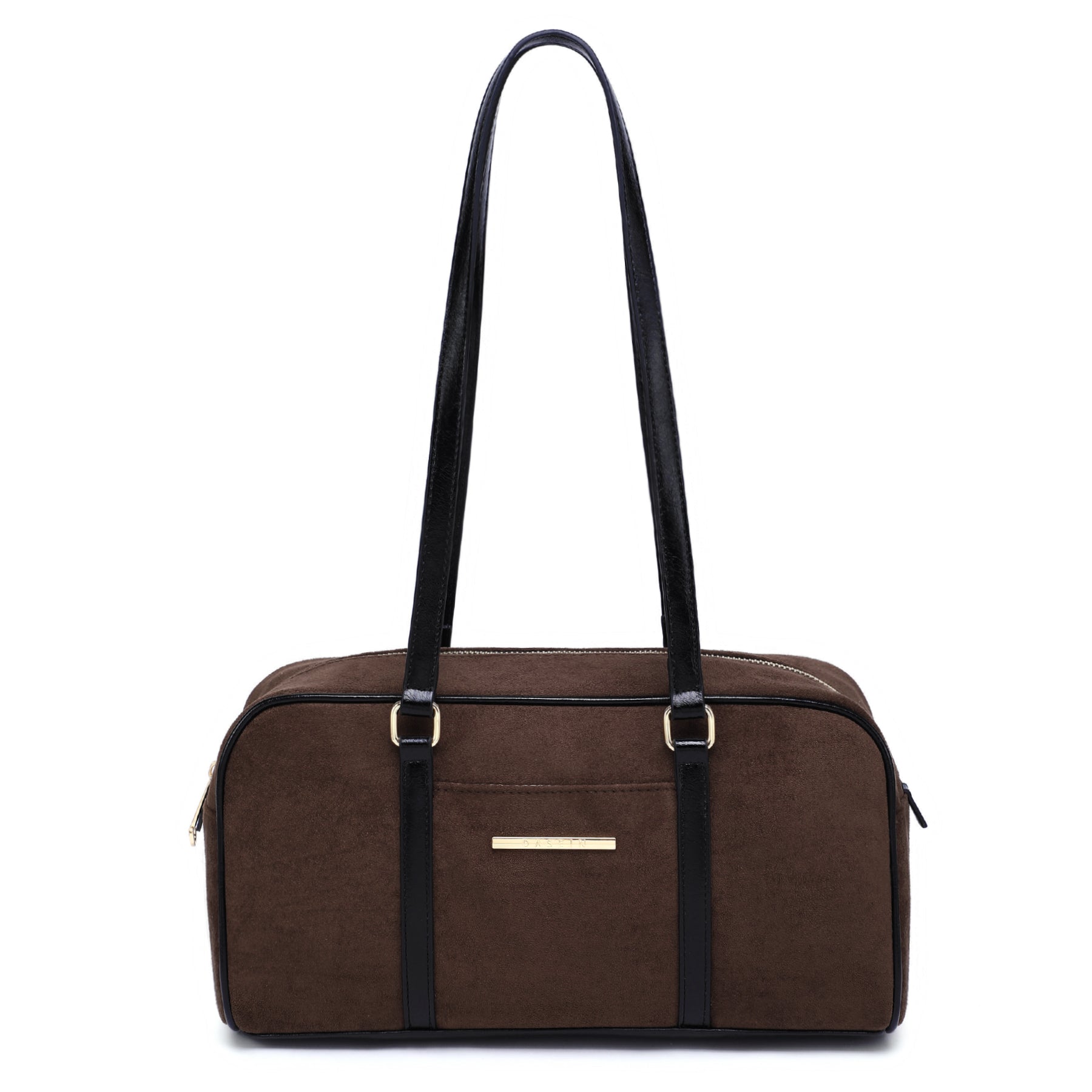 Faux Suede Shoulder Purses Retro Hobo Handbag Boston Style Bag East West Satchel