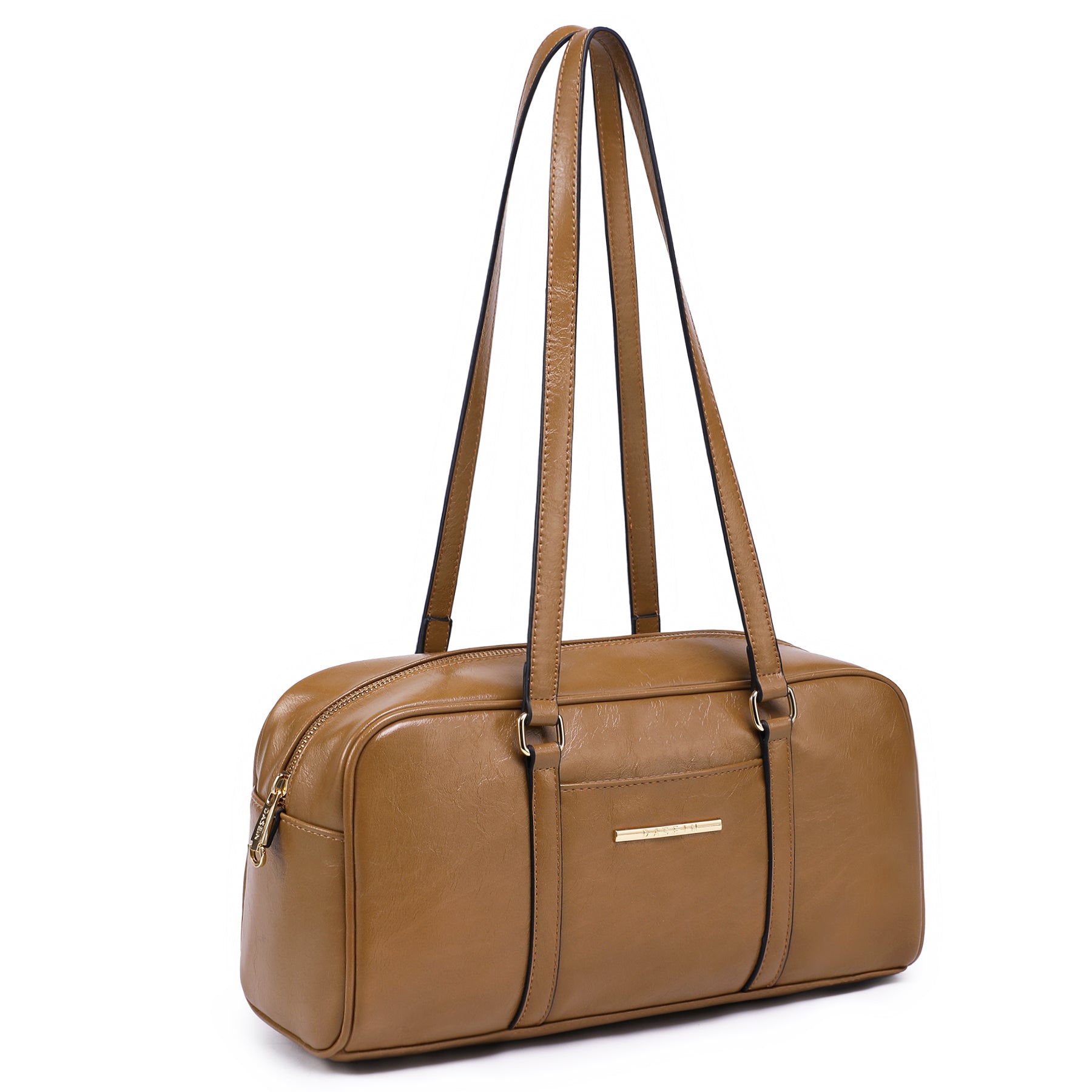 Faux Suede Shoulder Purses Retro Hobo Handbag Boston Style Bag East West Satchel for Women