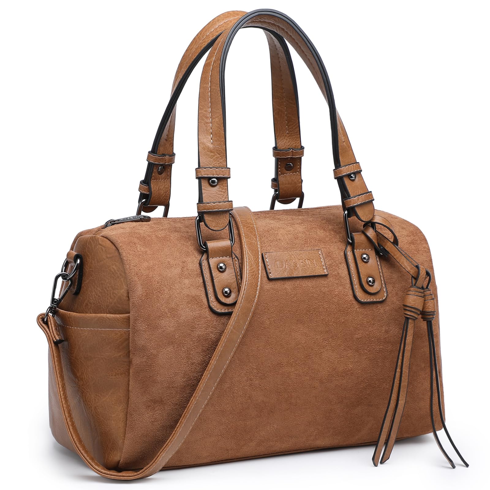 Women Suede Barrel Bags Large Hobo Top Handle Work Totes Satchel Handbags Shoulder Purse