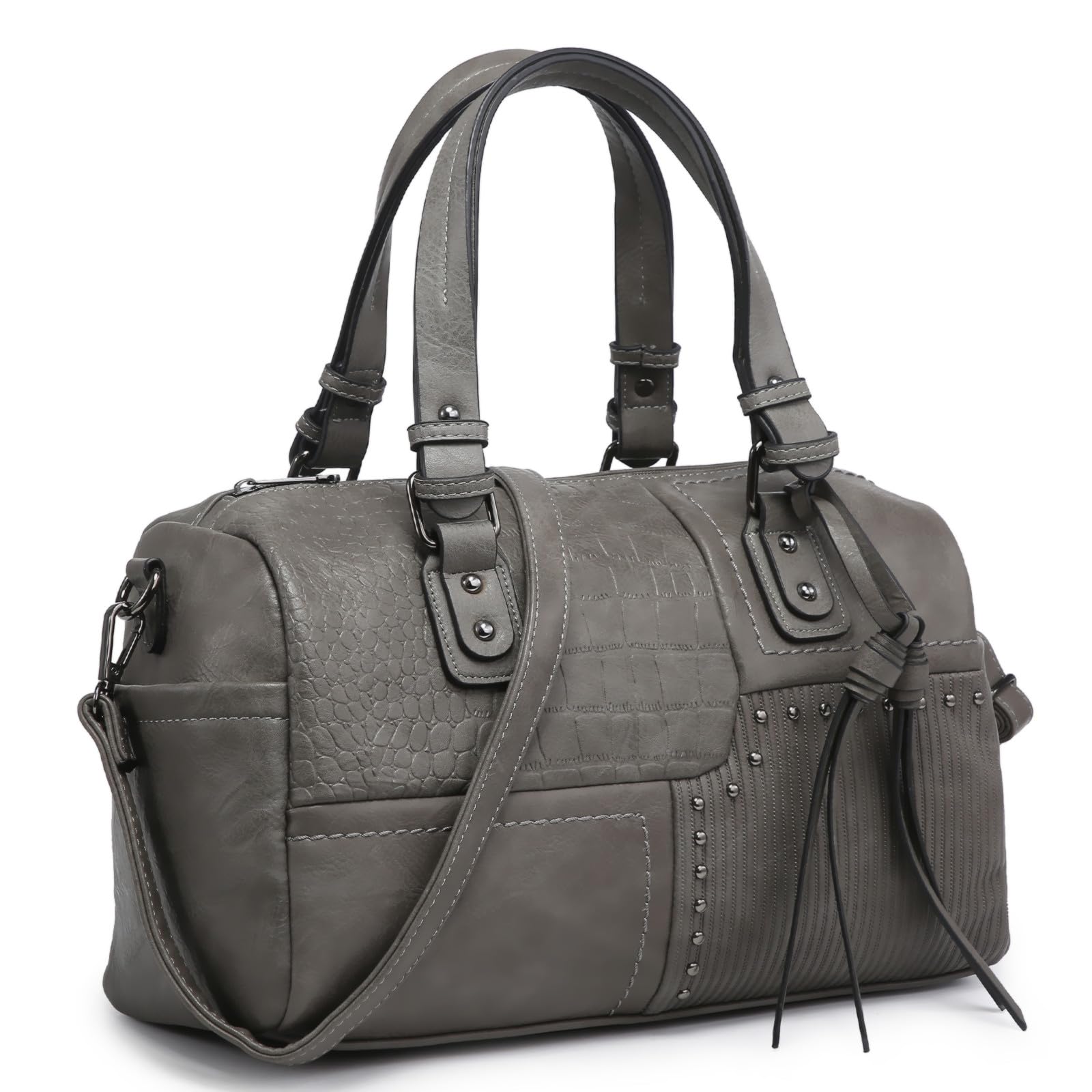 Women Soft Vegan Leather Barrel Bags Large Hobo Top Handle Work Totes Satchel Handbags Shoulder Purse