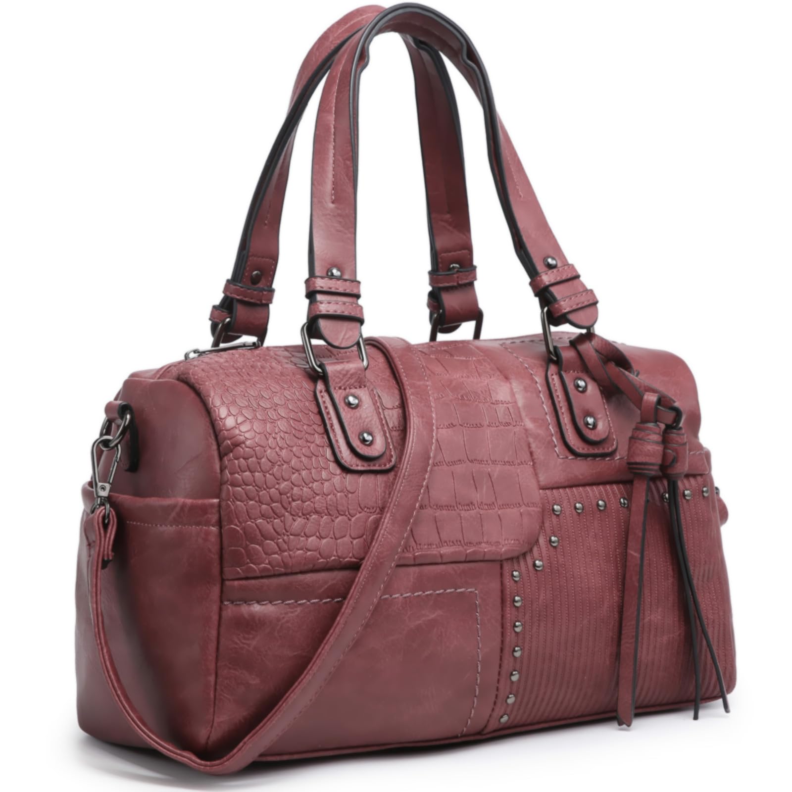 Women Soft Vegan Leather Barrel Bags Large Hobo Top Handle Work Totes Satchel Handbags Shoulder Purse