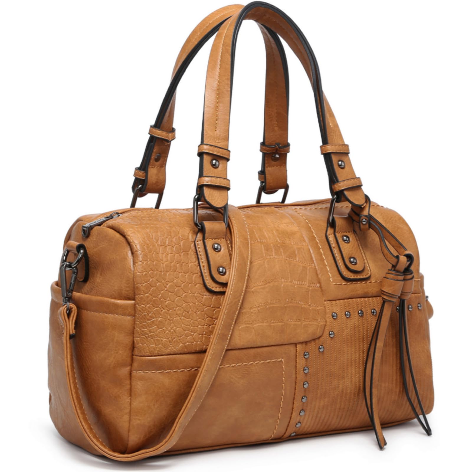 Women Soft Vegan Leather Barrel Bags Large Hobo Top Handle Work Totes Satchel Handbags Shoulder Purse