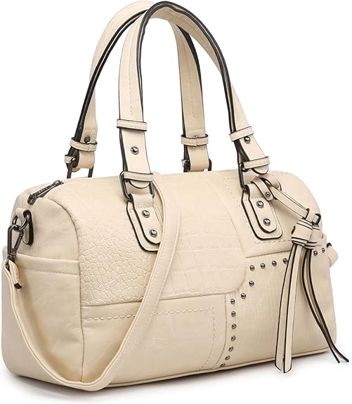 Women Soft Vegan Leather Barrel Bags Large Hobo Top Handle Work Totes Satchel Handbags Shoulder Purse