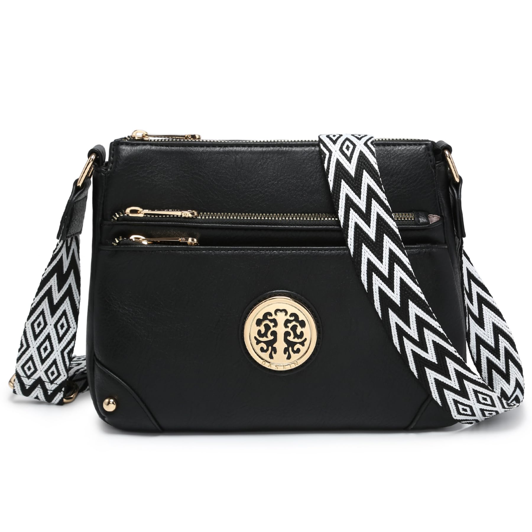 Crossbody Purses for Women Trendy Multi Pockets Shoulder Bag Medium Handbags with Guitar Strap