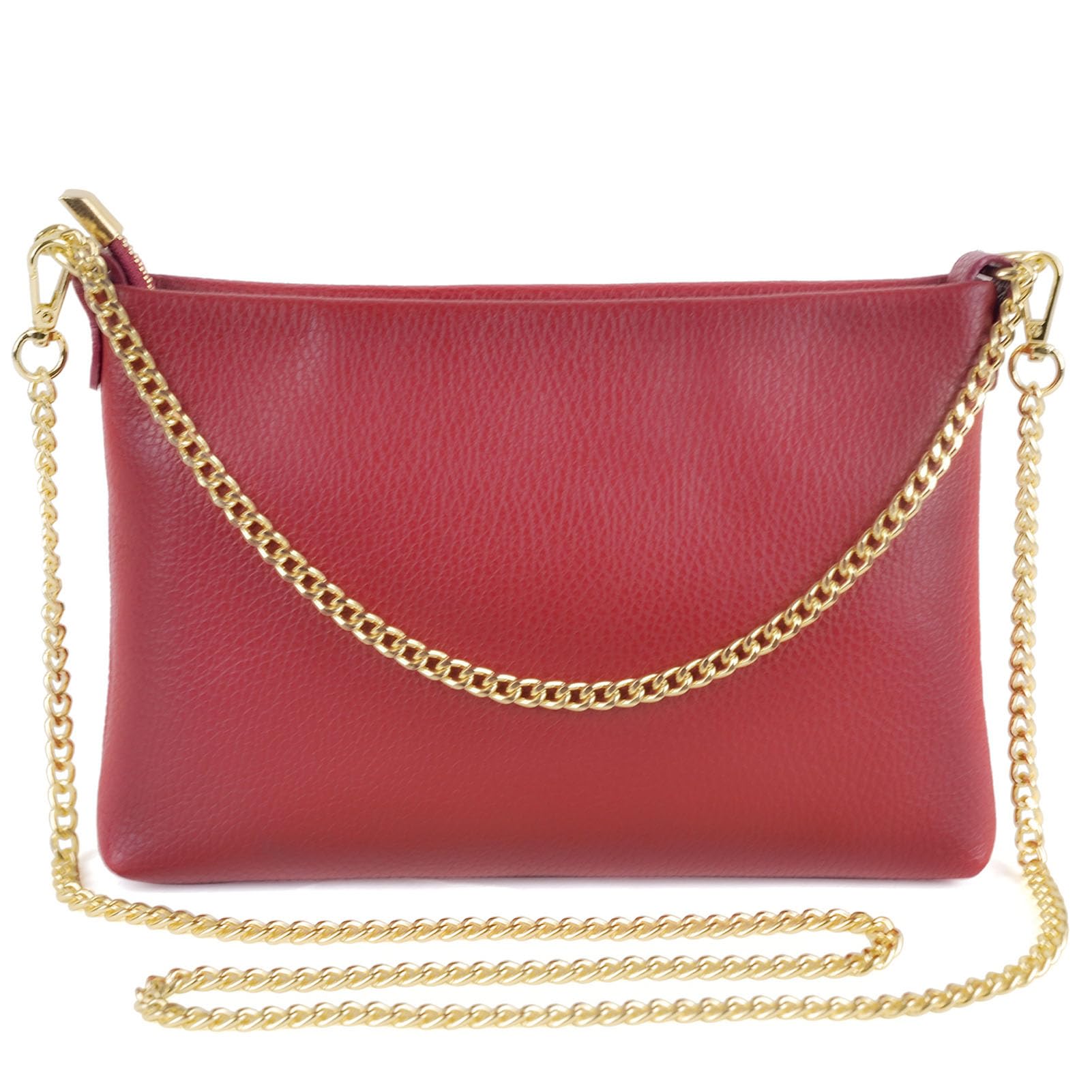 Italian Genuine Leather Handbag for Women Clutch Evening Bag Gold Chain Strap Shoulder Bag Crossbody Purse
