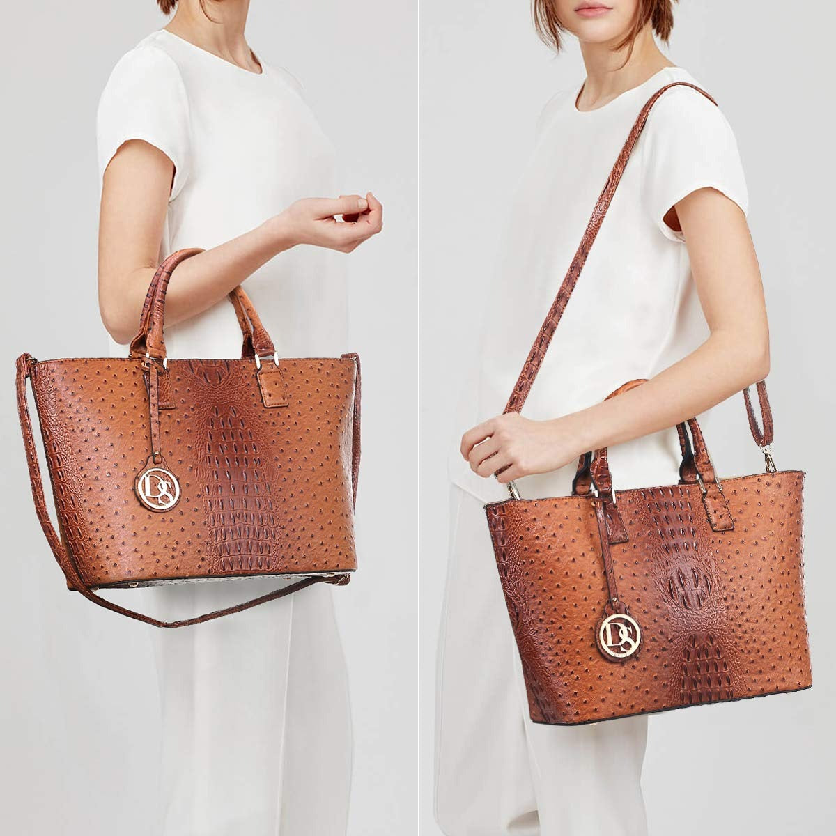 Women Satchel Purse Handbag Shoulder Bag Work Tote Bag with Matching Clutch