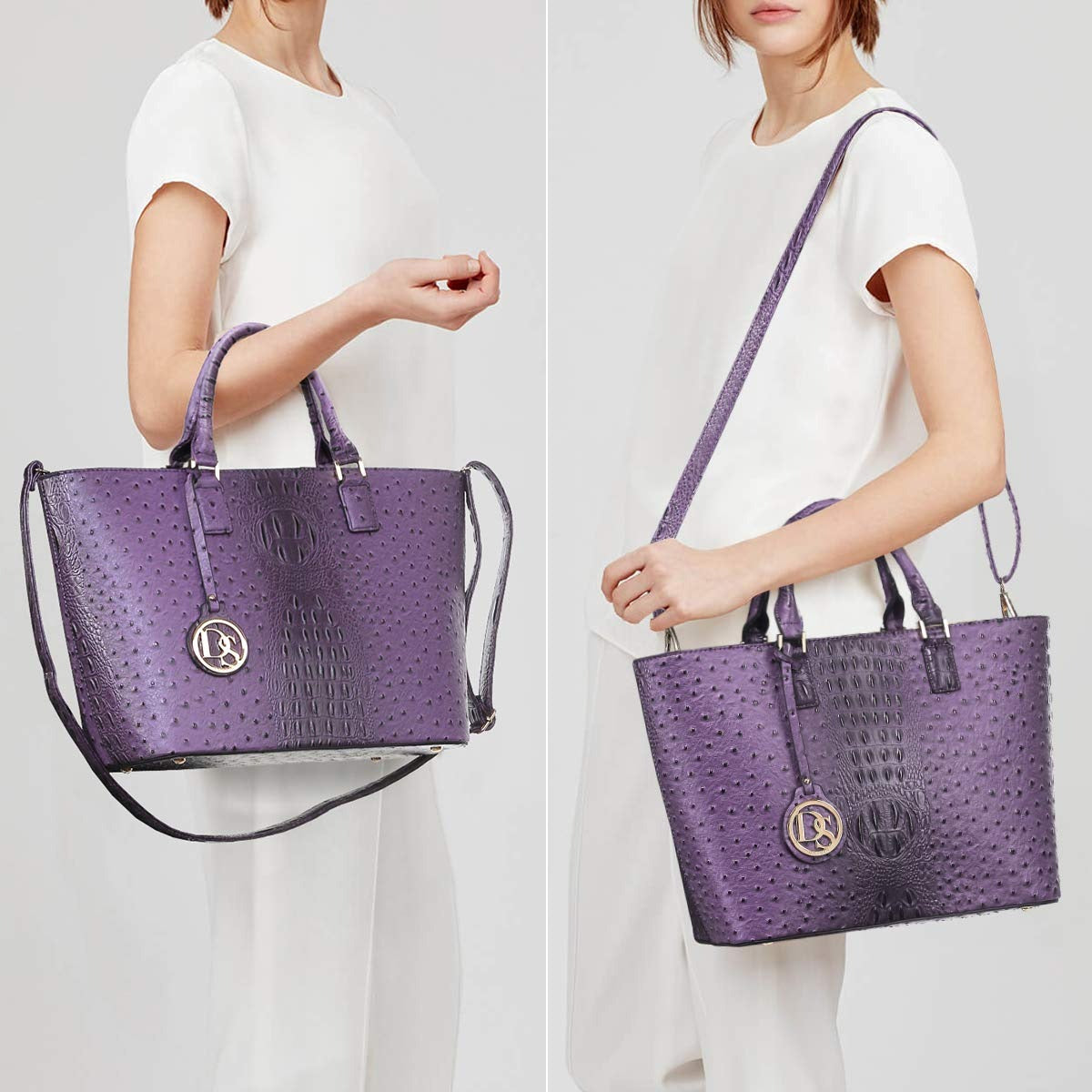 Women Satchel Purse Handbag Shoulder Bag Work Tote Bag with Matching Clutch