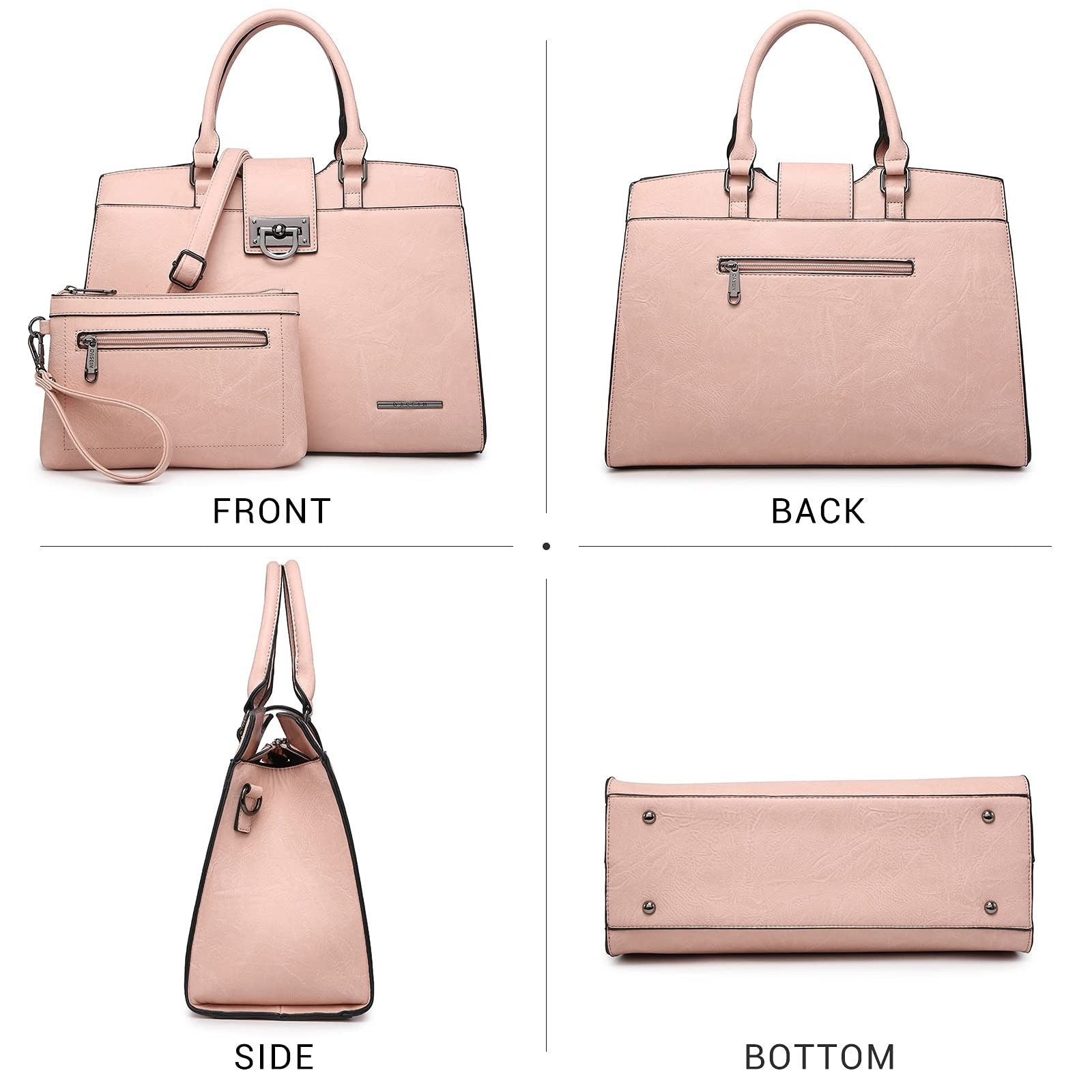 Handbags for Women Purses Monogram Satchel Purse Large Tote Ladies Handbag Shoulder Bags Top Handle Work Bag 2pcs Set