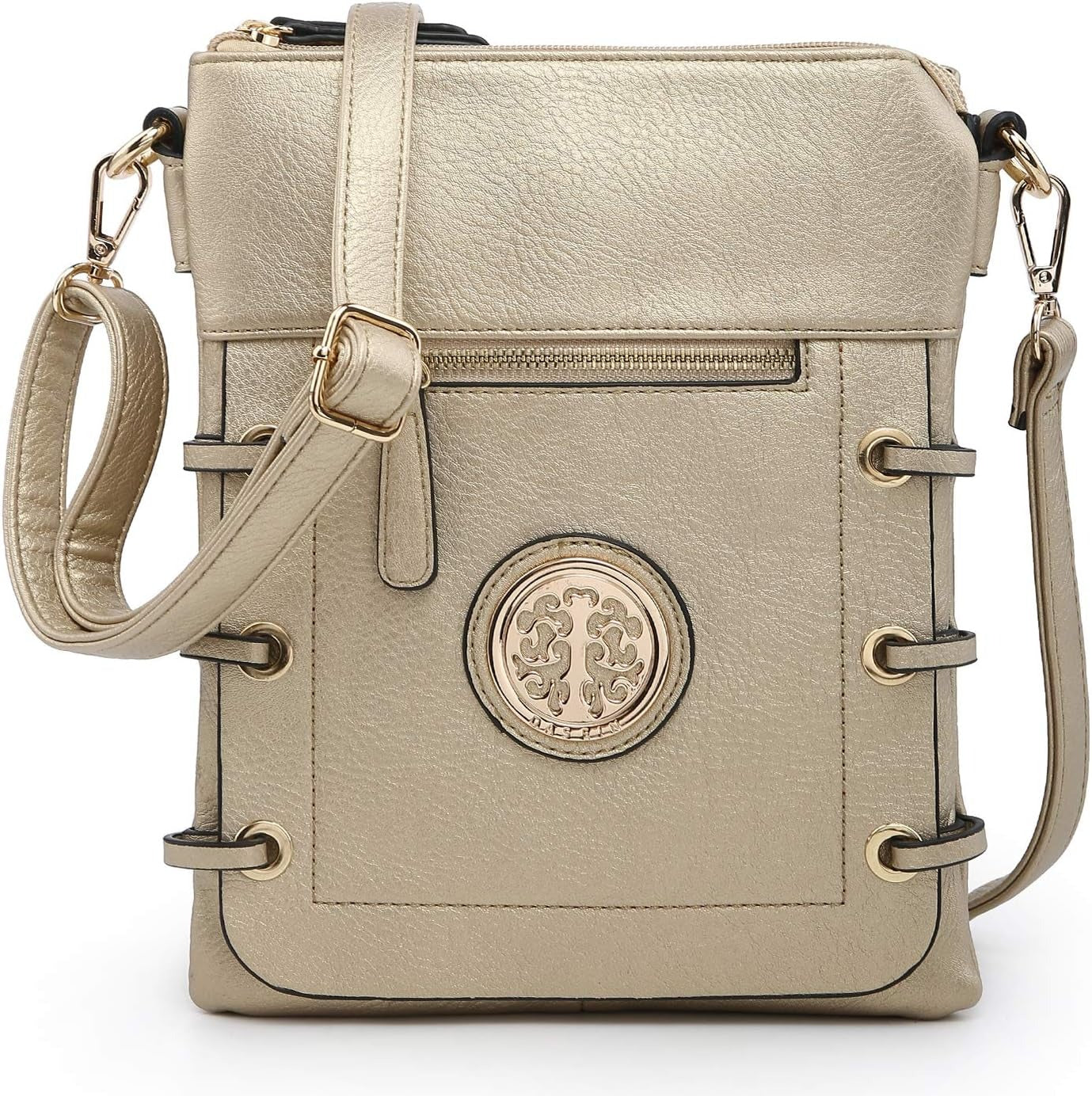 Women Lightweight Shoulder Purse Soft PU Leather Crossbody Bag Multi Pocket Travel Purses with Double Zipper